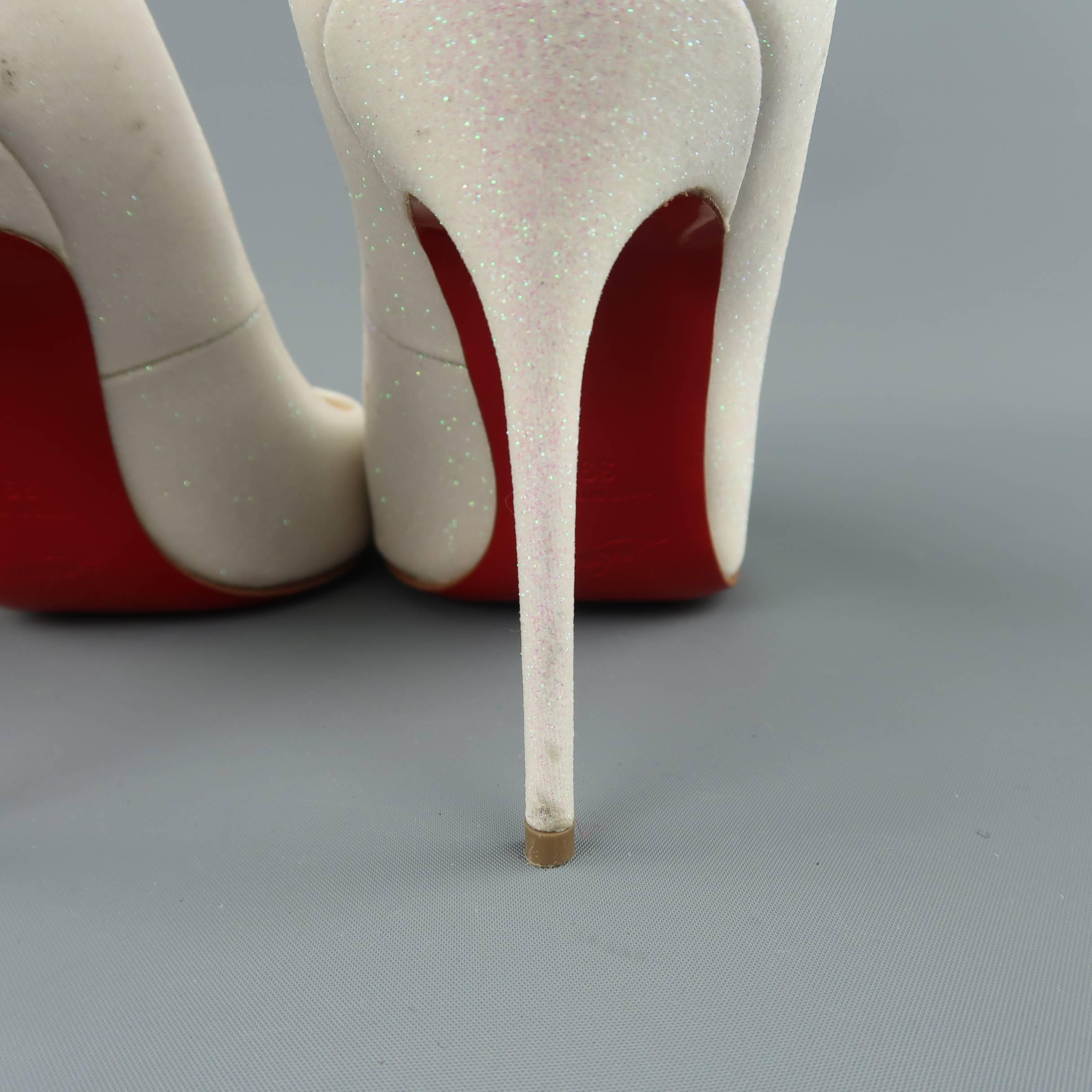 CHRISTIAN LOUBOUTIN 9 Ivory Iridescent Glitter Leather Pigalle Follies Pumps 3