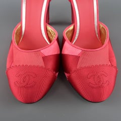 Chanel Raspberry Red Suede and Silk Grosgrain Ribbon Patchwork Pumps