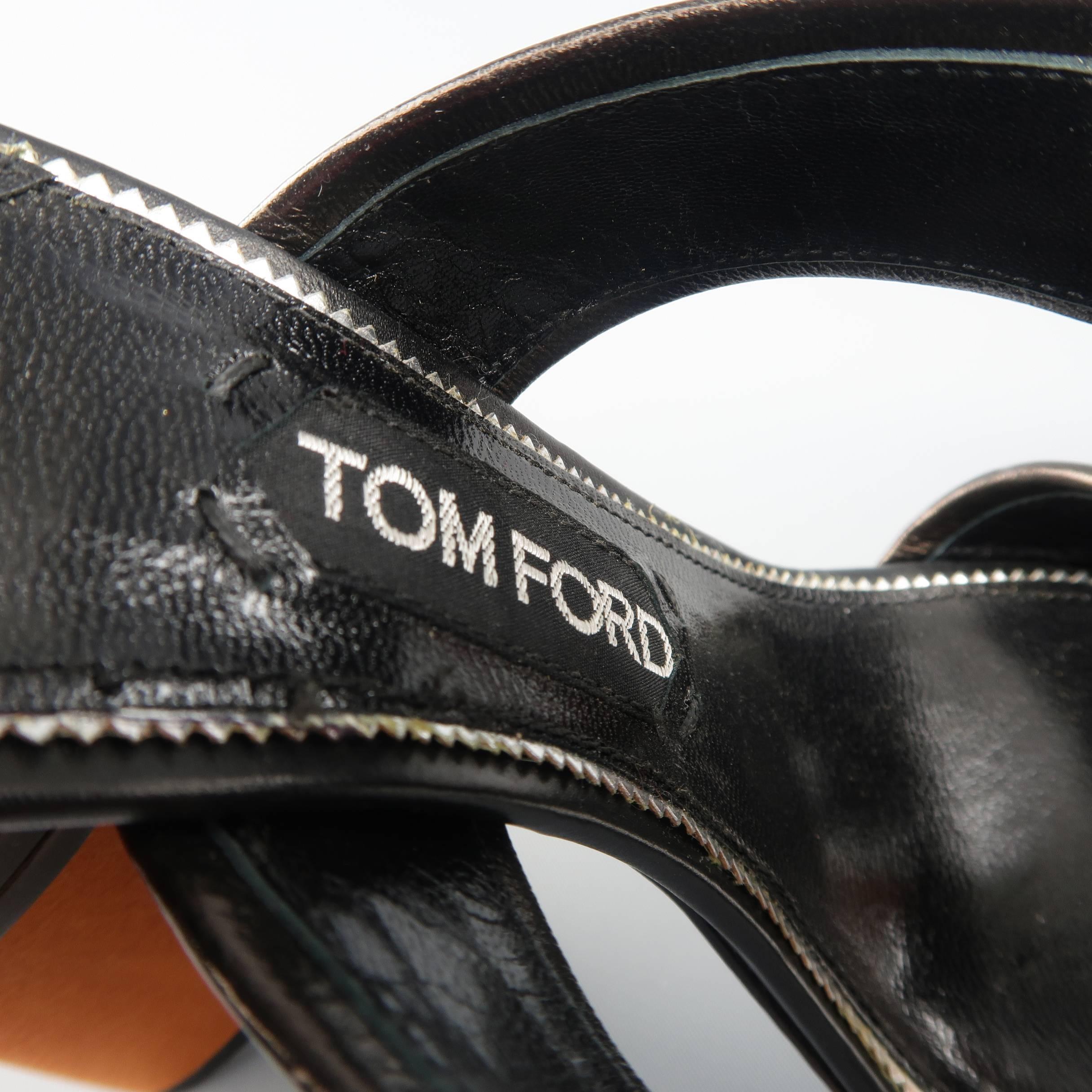 Tom Ford Black and Copper Velvet and Silk Leather Sandals 7