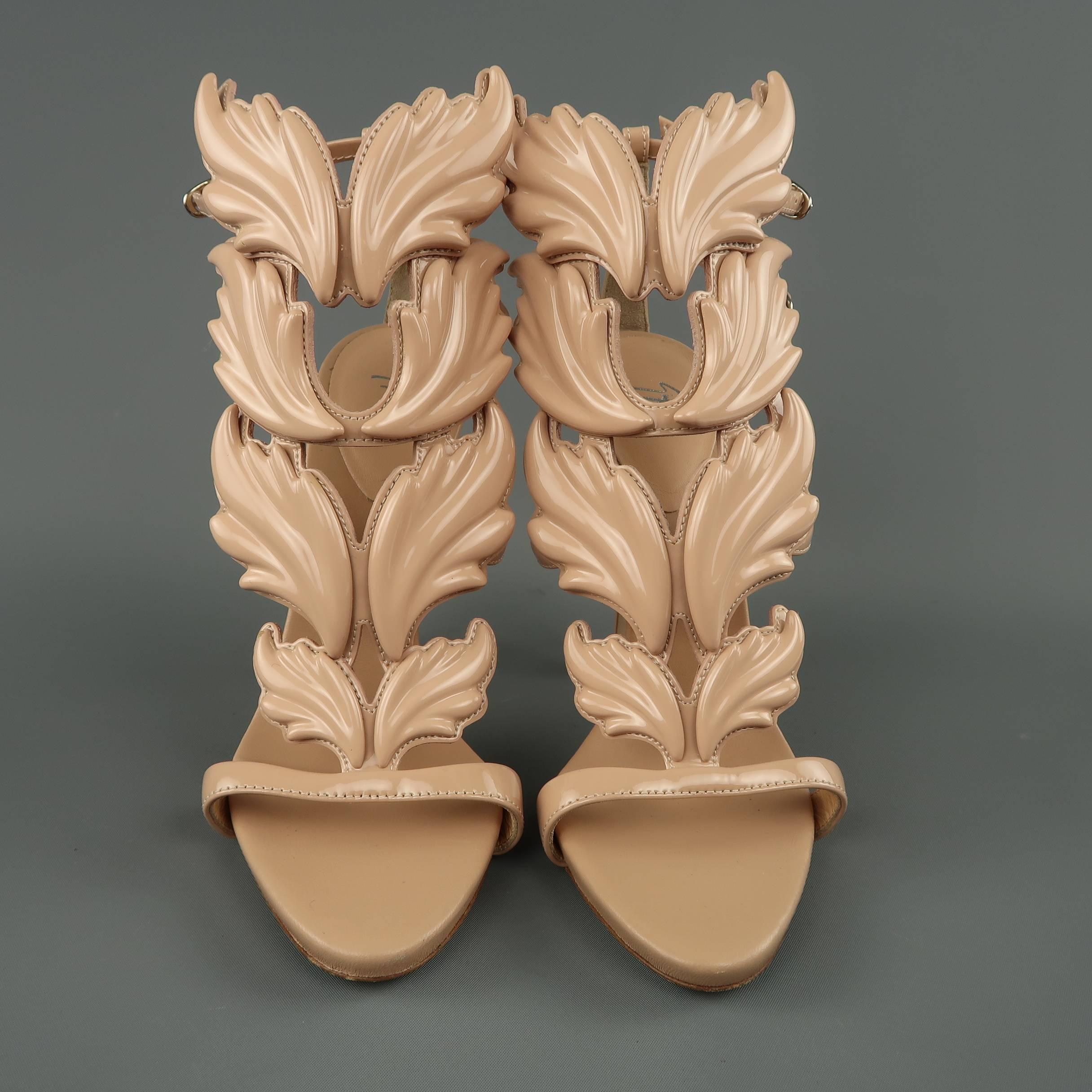 GIUSEPPE ZANOTTI Size 8 Beige Patent Leather COLINE Wings Sandals In Excellent Condition In San Francisco, CA