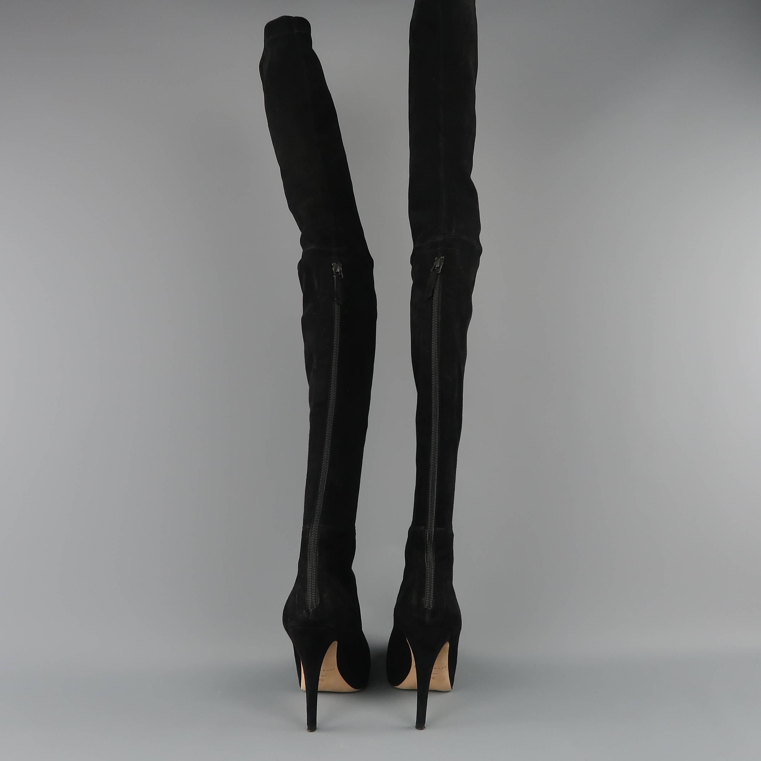 BRIAN ATWOOD Size 8.5 Black Suede Thigh High Platform Boots 2