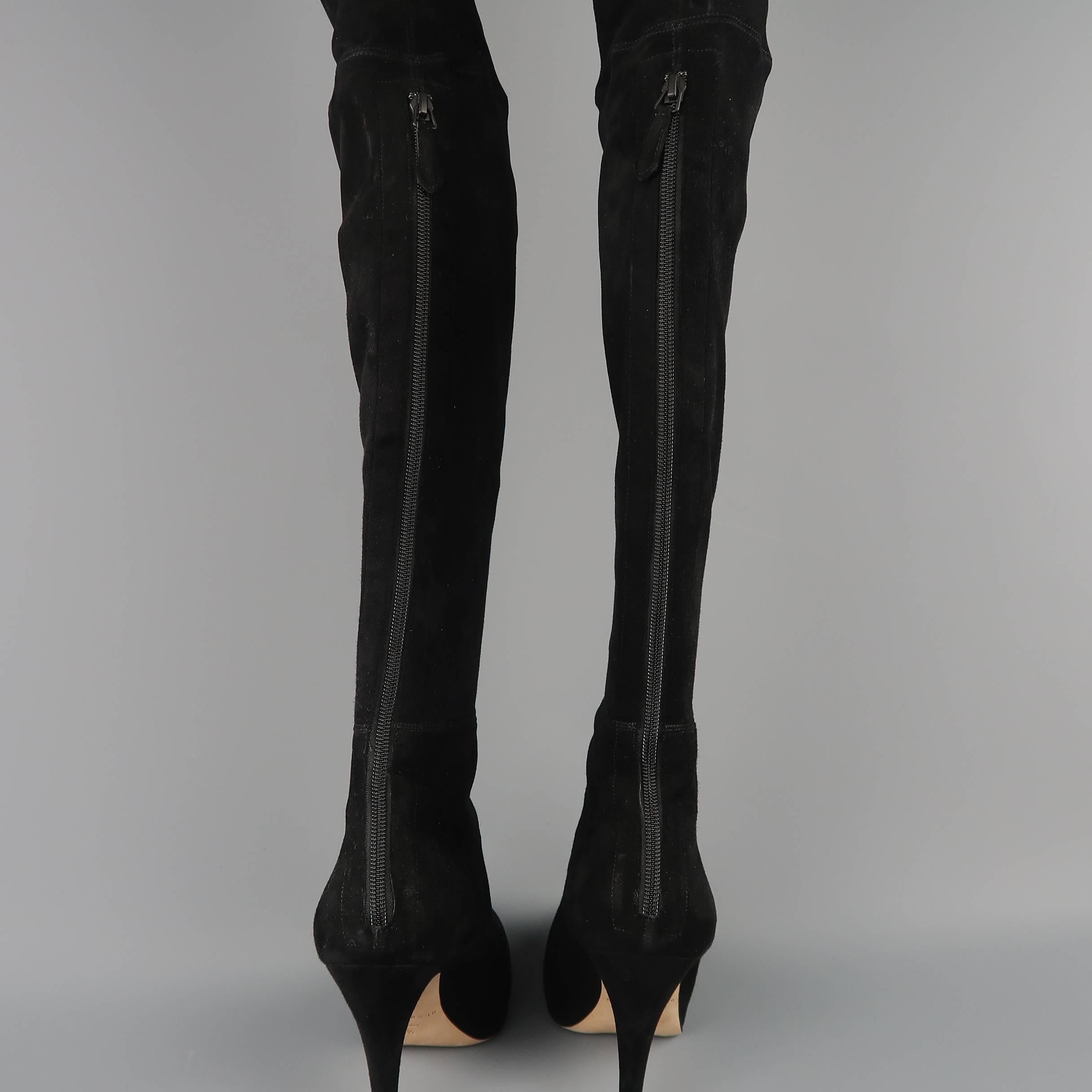 BRIAN ATWOOD Size 8.5 Black Suede Thigh High Platform Boots 3