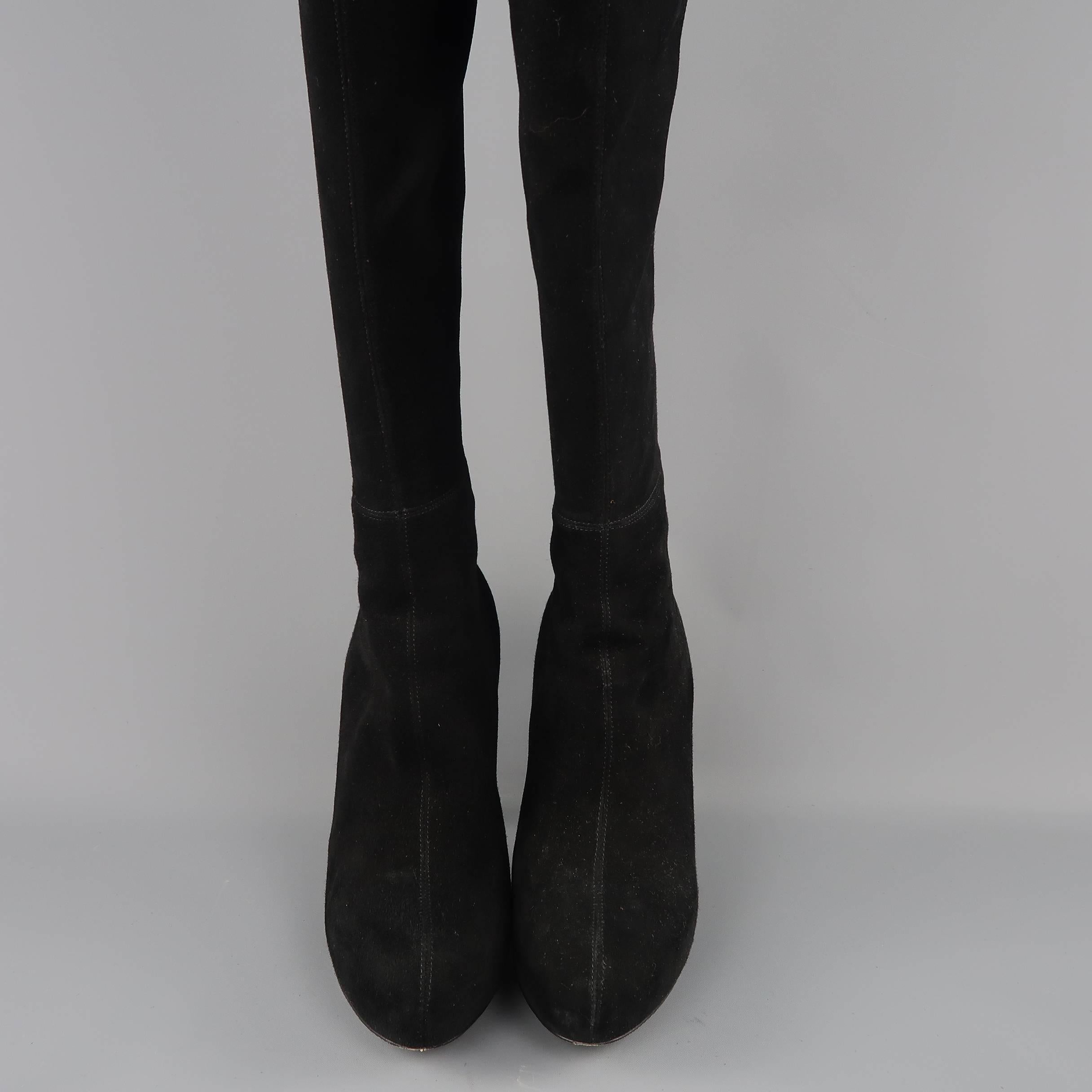 BRIAN ATWOOD Size 8.5 Black Suede Thigh High Platform Boots 1