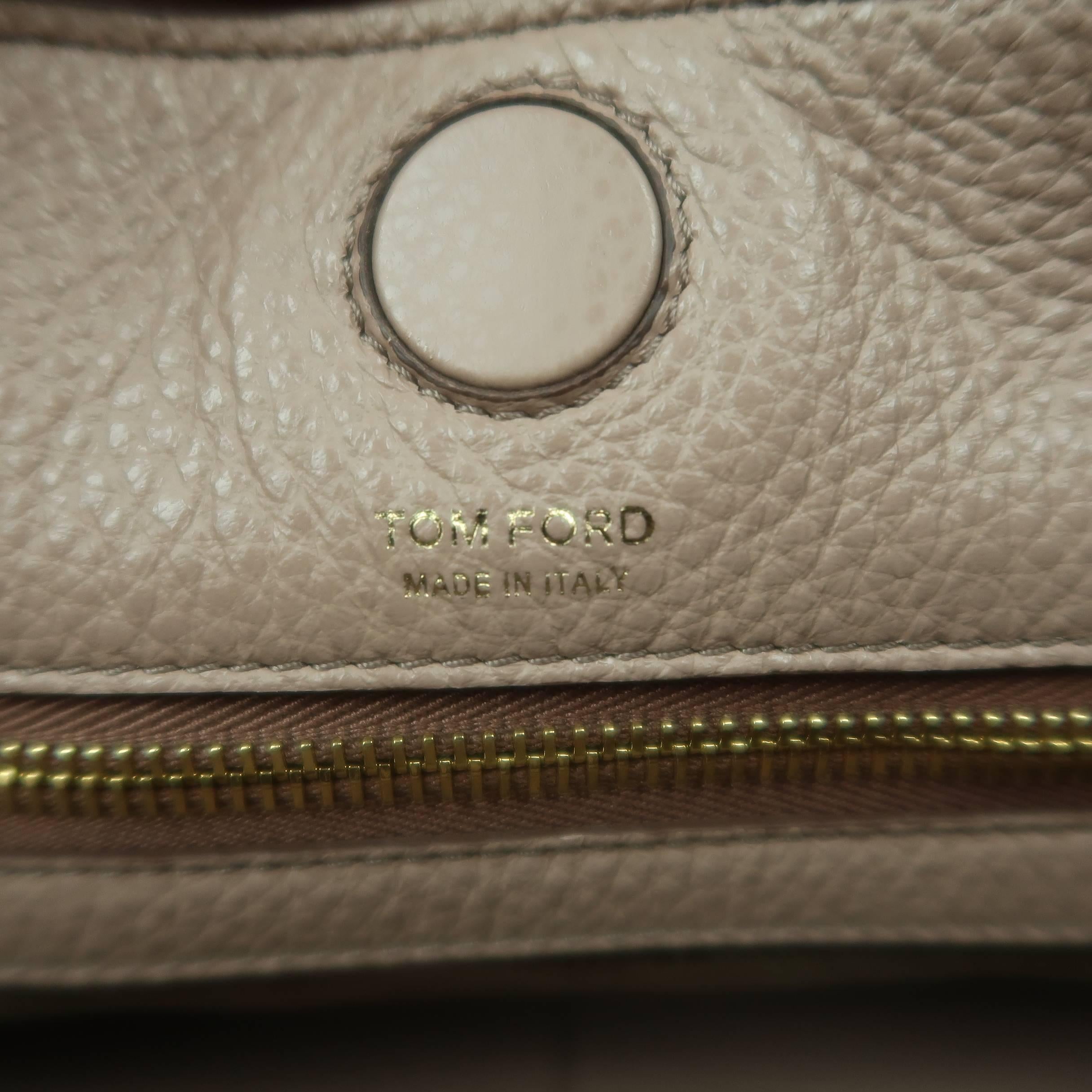 Tom Ford Handbag - Alix - Nude Textured Leather Gold Padlock Clutch Bag 5