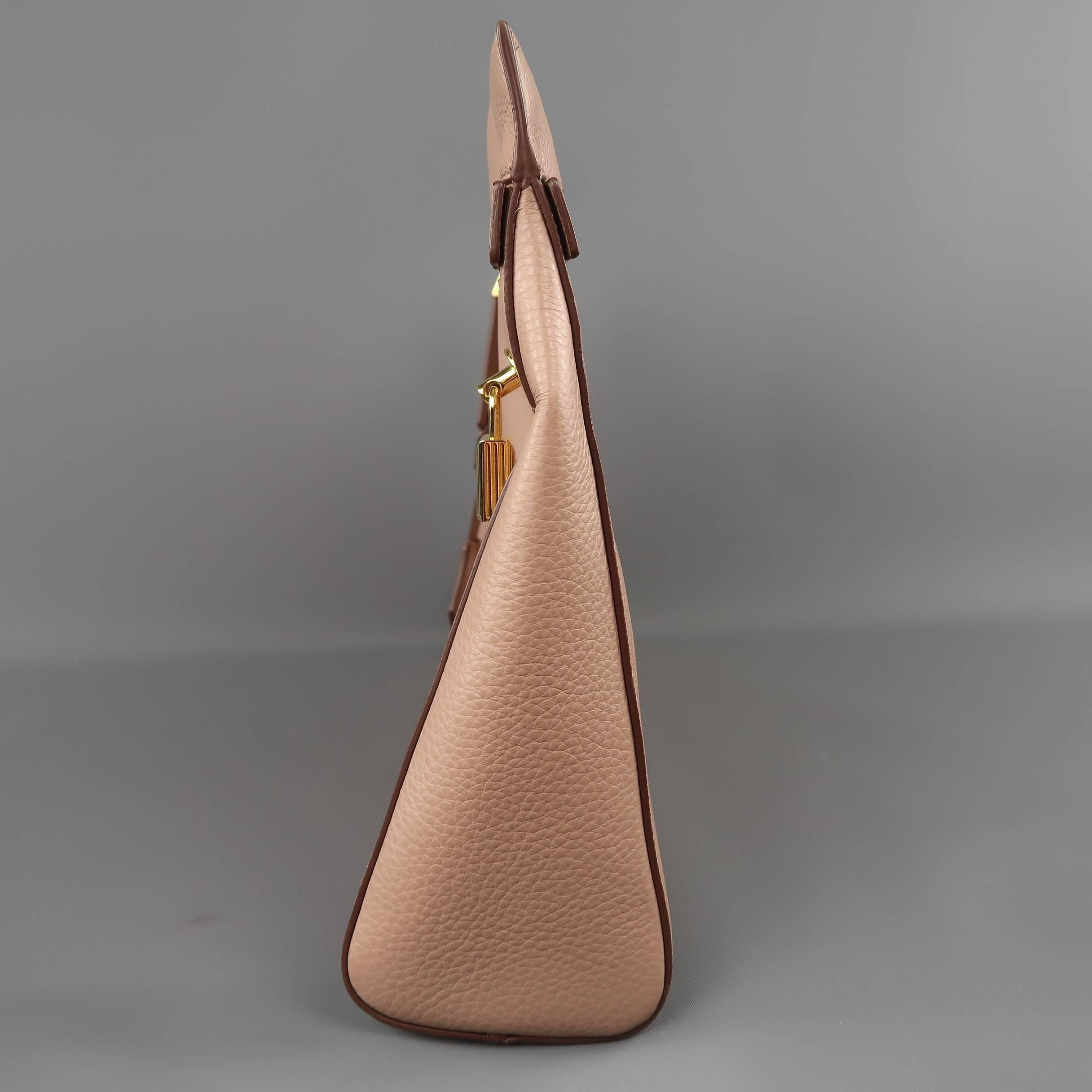 Tom Ford Handbag - Alix - Nude Textured Leather Gold Padlock Clutch Bag 2