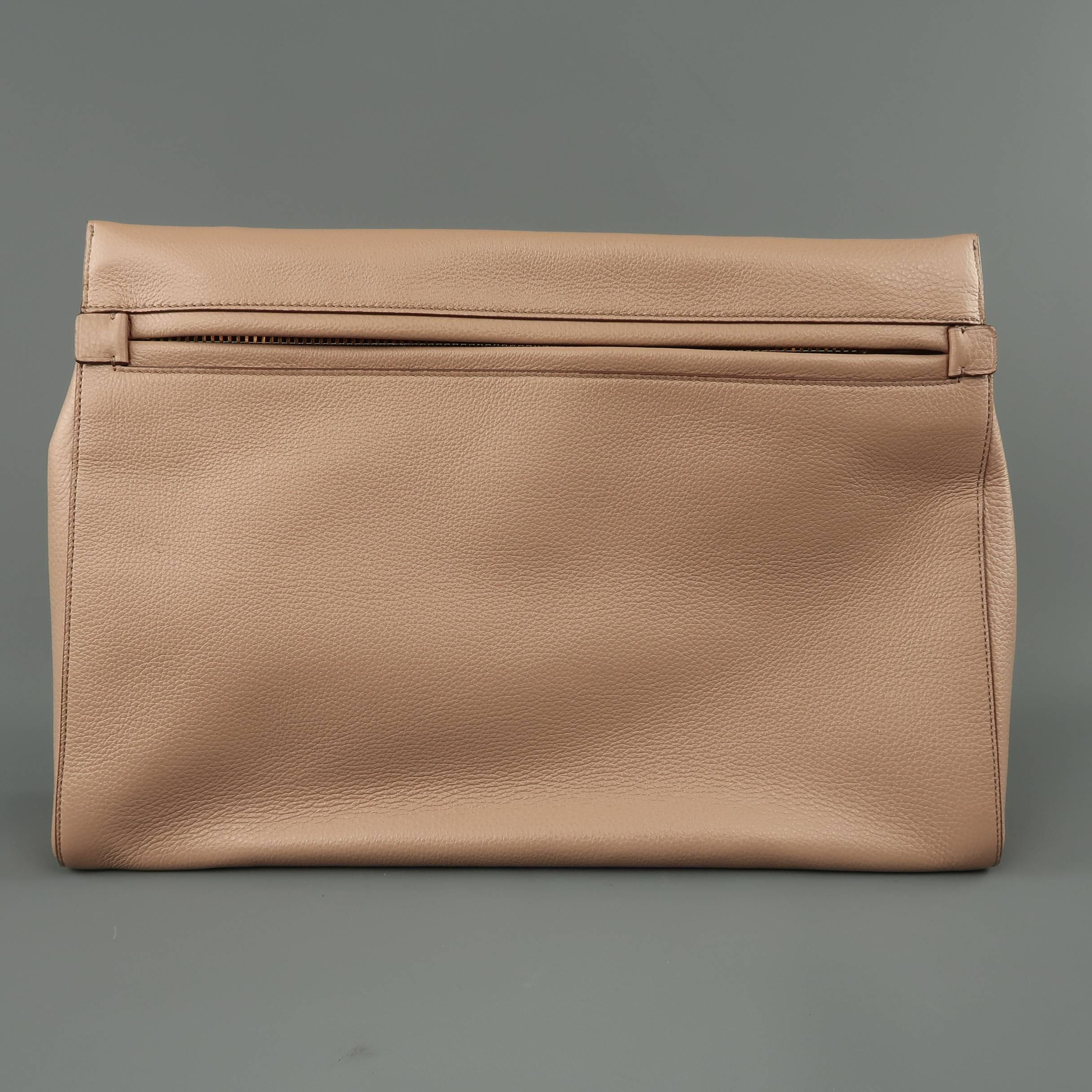 Tom Ford Handbag - Alix - Nude Textured Leather Gold Padlock Clutch Bag 1