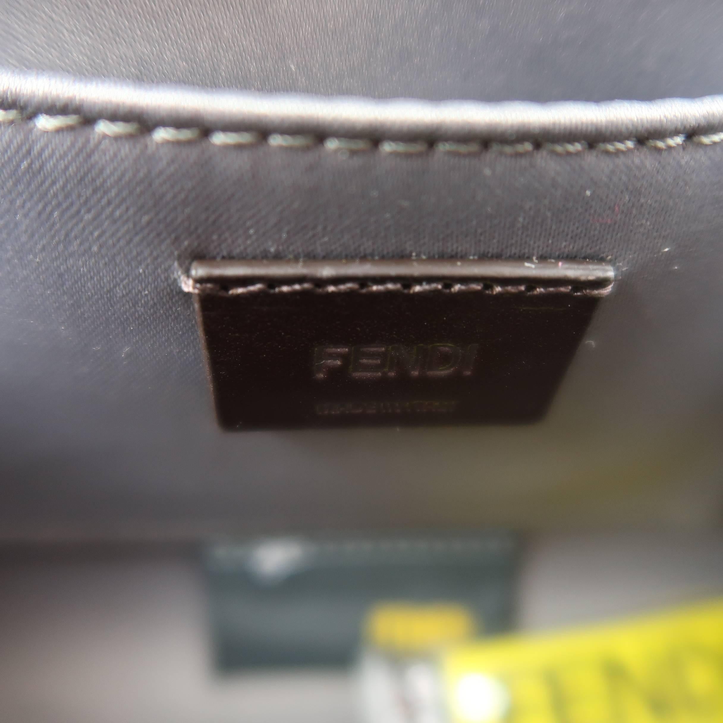 FENDI Two Tone Metallic Silver Leather Evening Mini Rush Clutch Handbag 9
