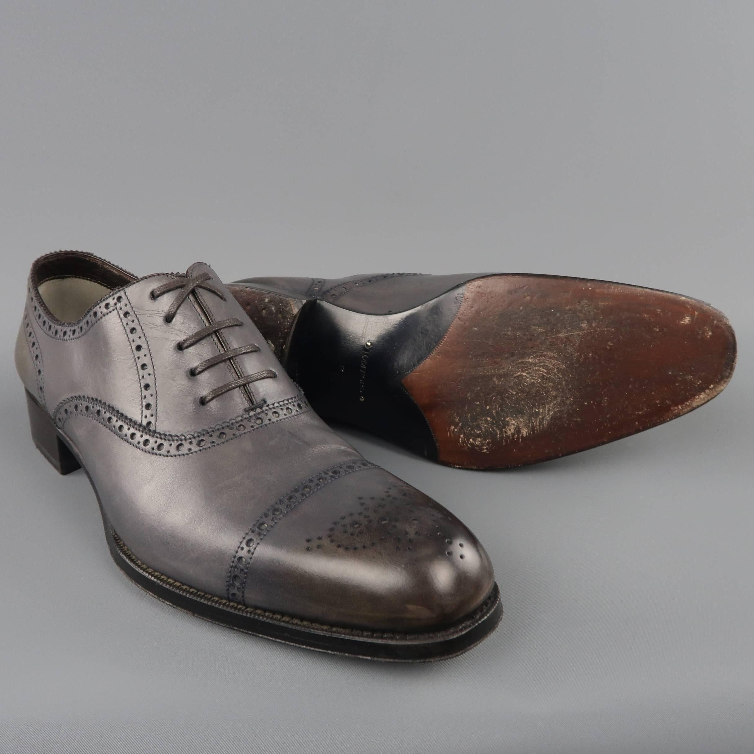 TOM FORD Shoes - Leather, Gray, Black, Dress, Edgar Medallion 2