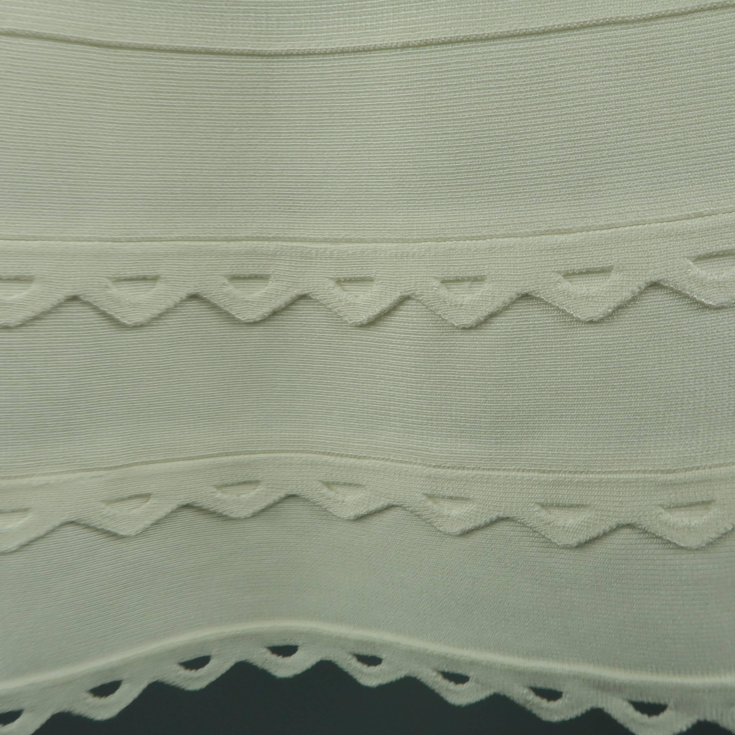 Gray Herve Leger White Scalloped Bandage Phoebe Strapless Dress