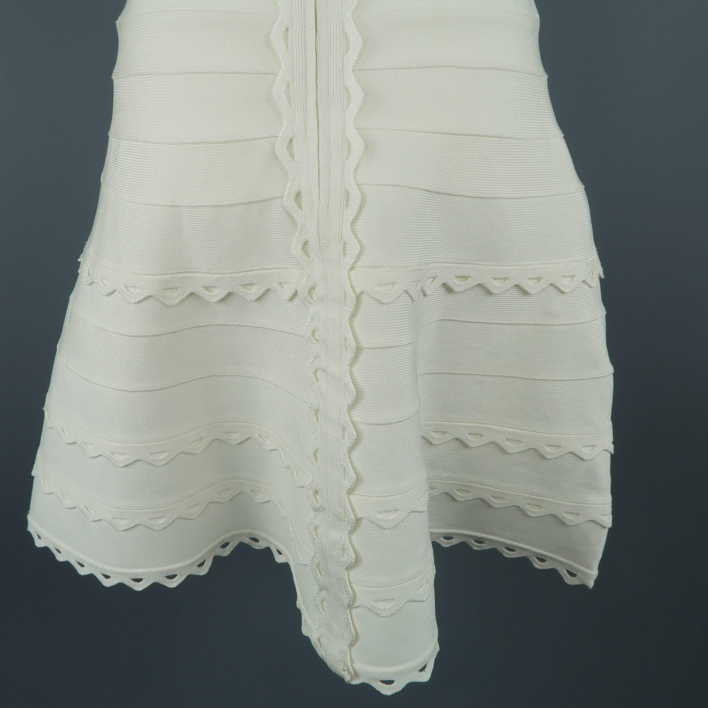 Herve Leger White Scalloped Bandage Phoebe Strapless Dress 2
