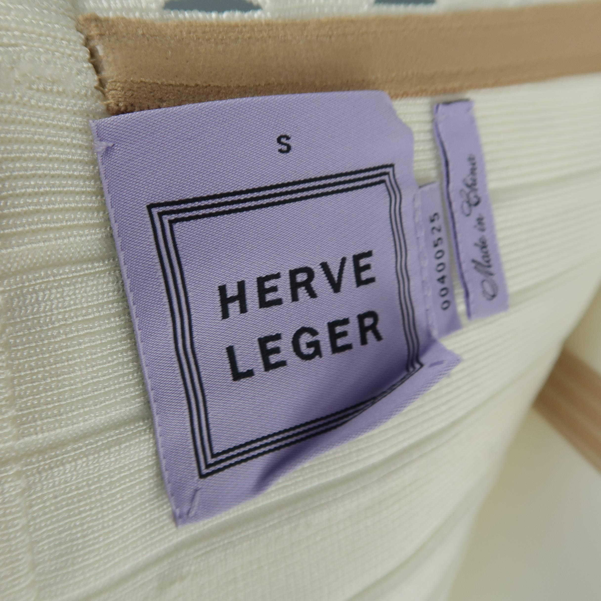 Herve Leger White Scalloped Bandage Phoebe Strapless Dress 4
