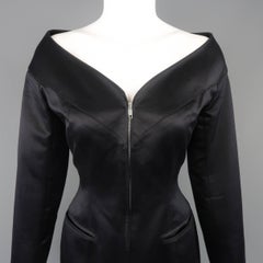 Claude Montana Black Satin Zip Portrait Collar Jacket