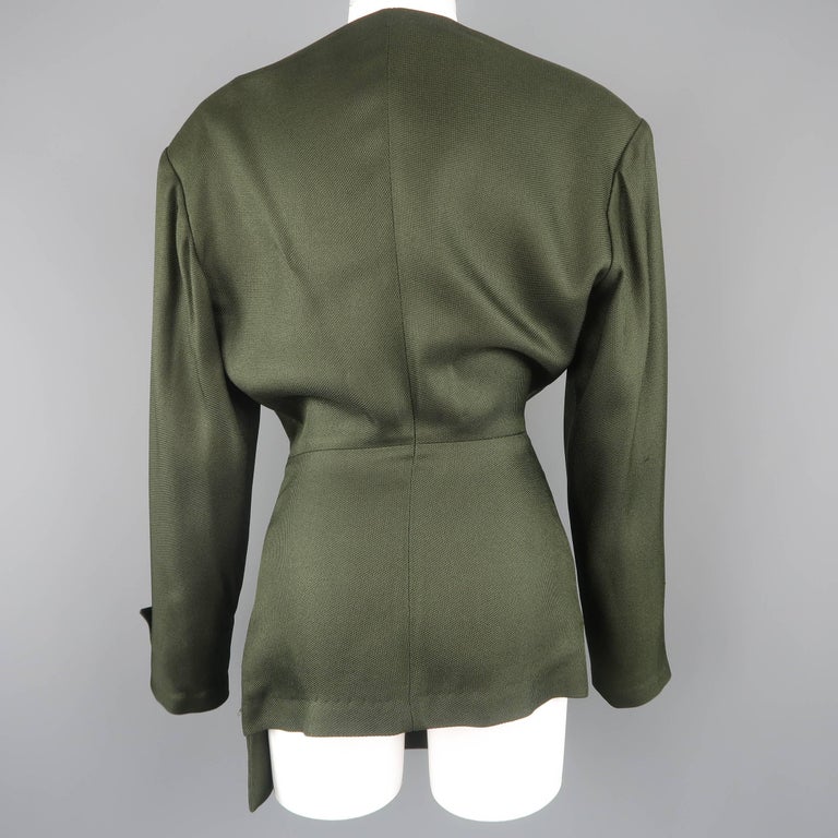 Yohji Yamamoto Olive Green Asymmetrical Double Breasted Jacket at 1stdibs