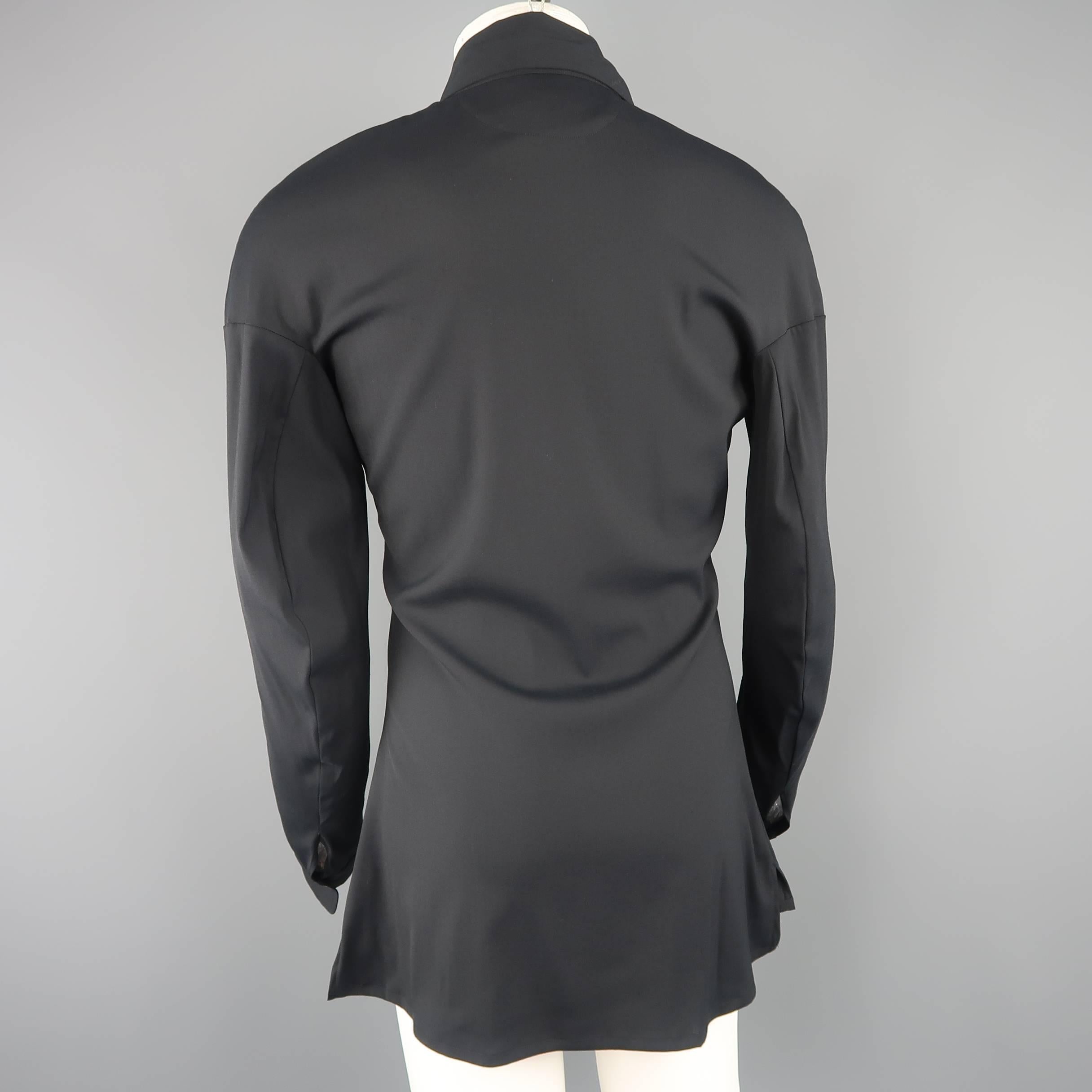 Vivienne Westwood Black Stretch Wool High Collar Orb Shirt 2