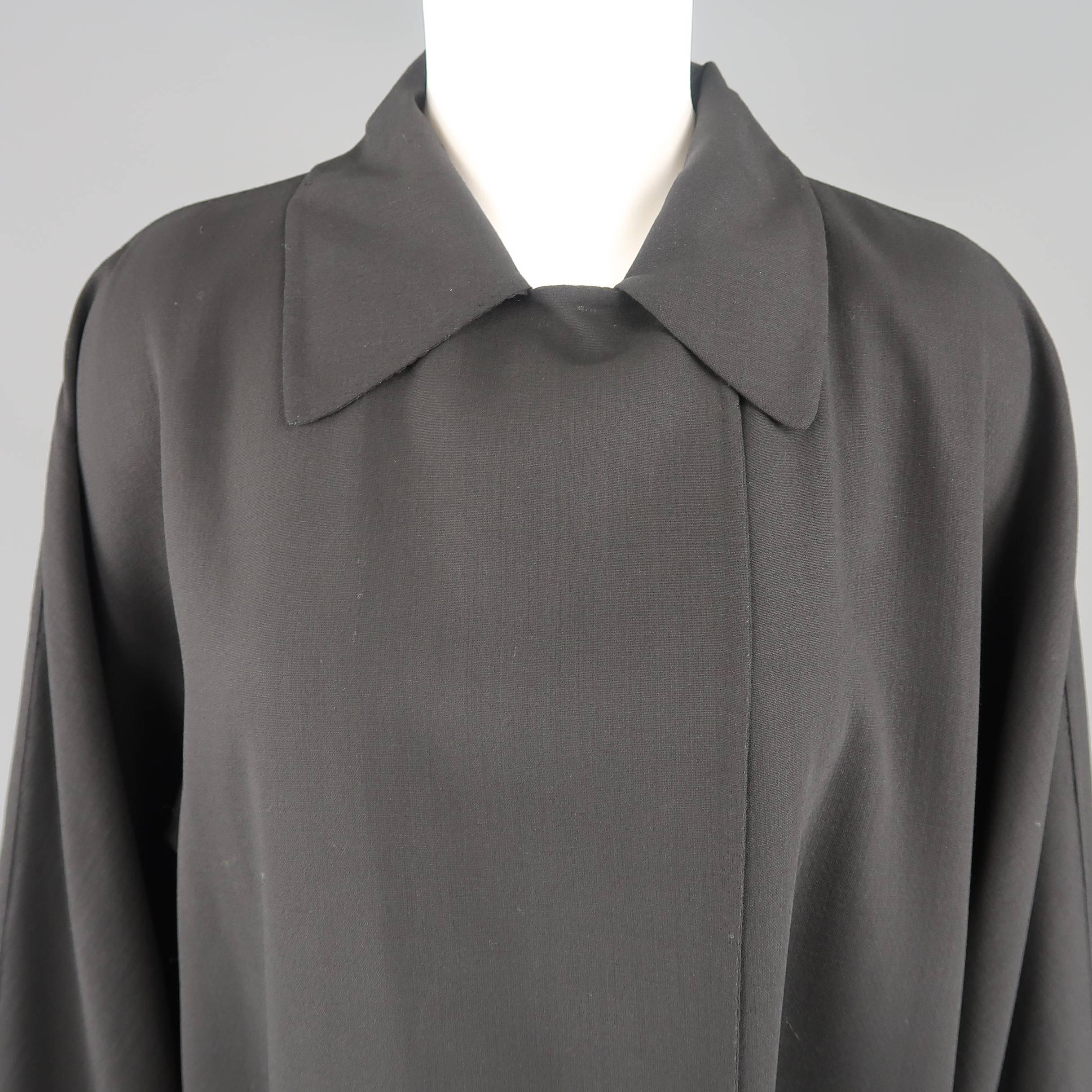 Jil Sander Vintage Oversized Black Collared Lapel Coat In Good Condition In San Francisco, CA