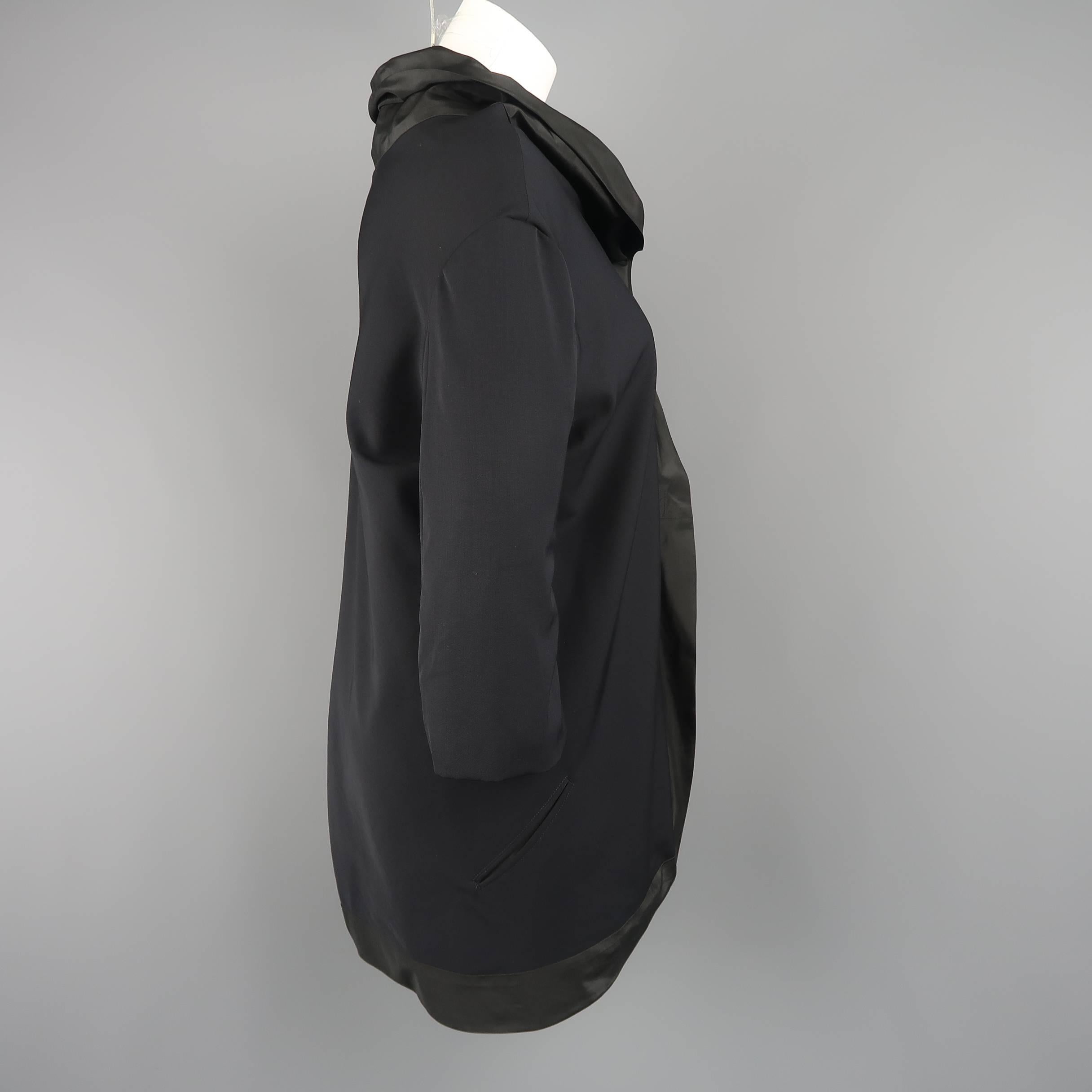  Yohji Yamamoto Black Satin Velcro Trim Jacket 2