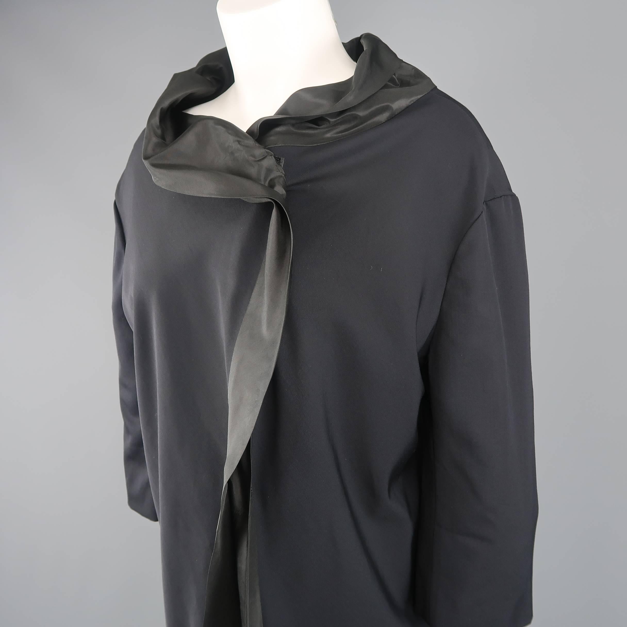 Women's  Yohji Yamamoto Black Satin Velcro Trim Jacket