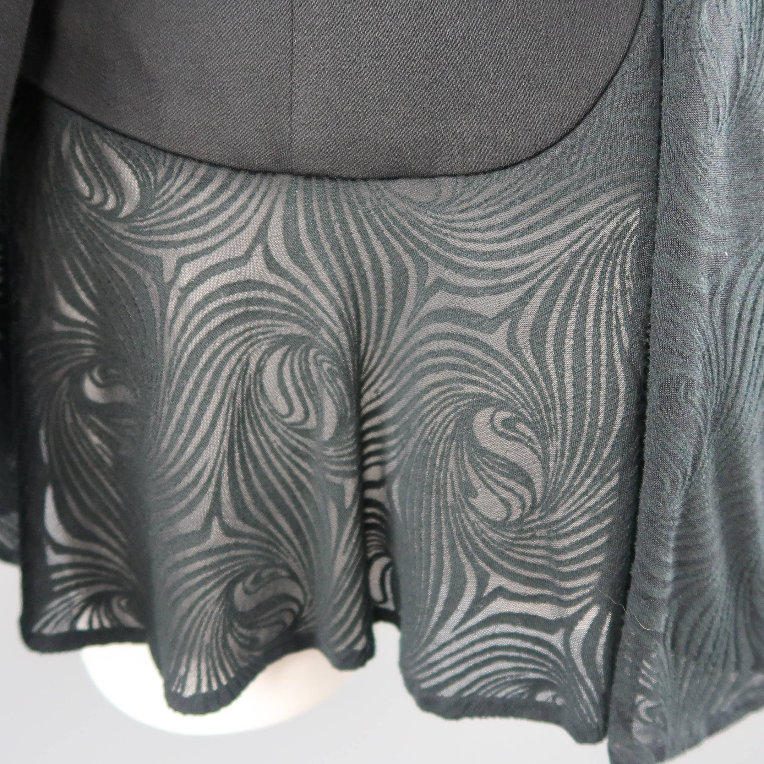 Matsuda Black Embroidered Lapel Moire Burnout Peplum Jacket 1