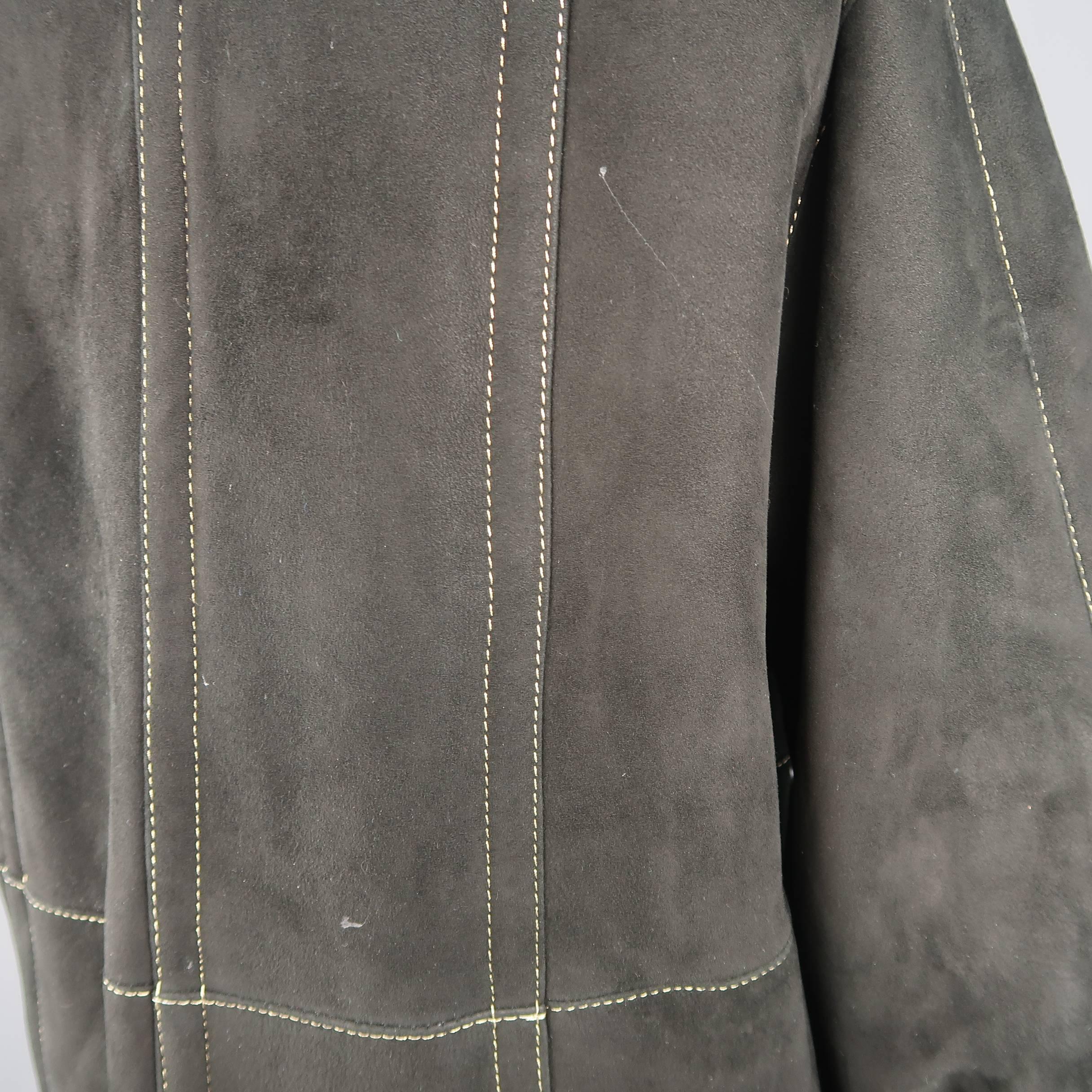 Yves Saint Laurent Coat - Vintage Black shearling Gold Hooded Jacket 8