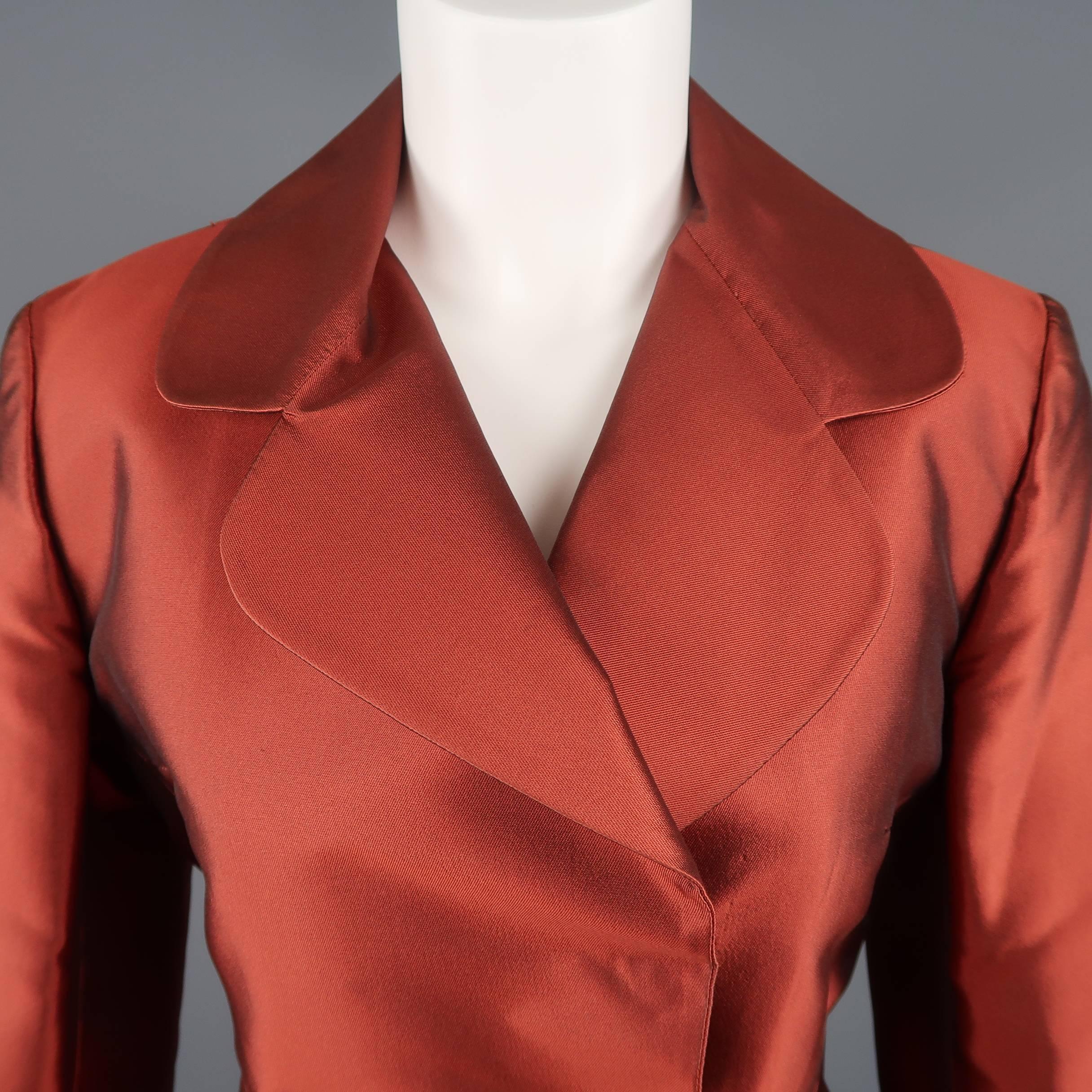 Dolce & Gabbana Copper Red Silk Taffeta Sash Belt Skirt Suit In Good Condition In San Francisco, CA