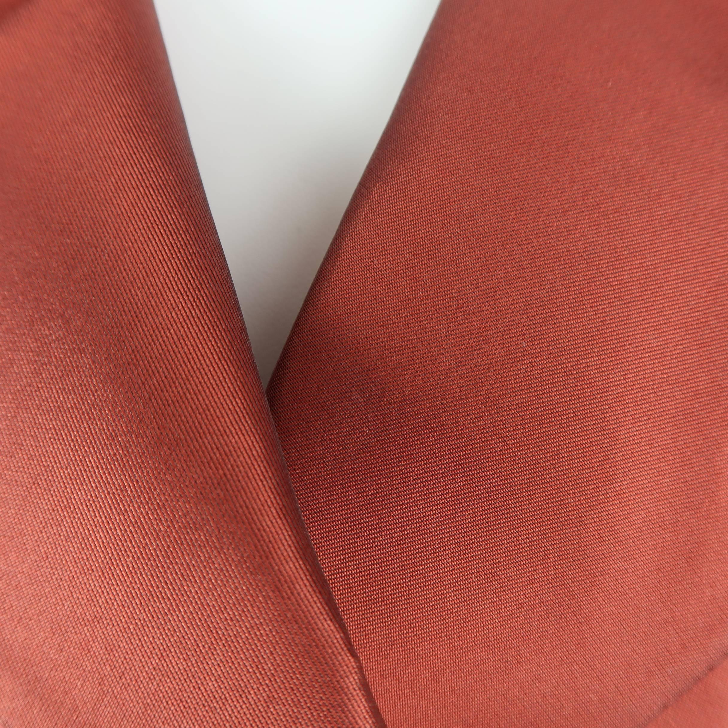 Dolce & Gabbana Copper Red Silk Taffeta Sash Belt Skirt Suit 1