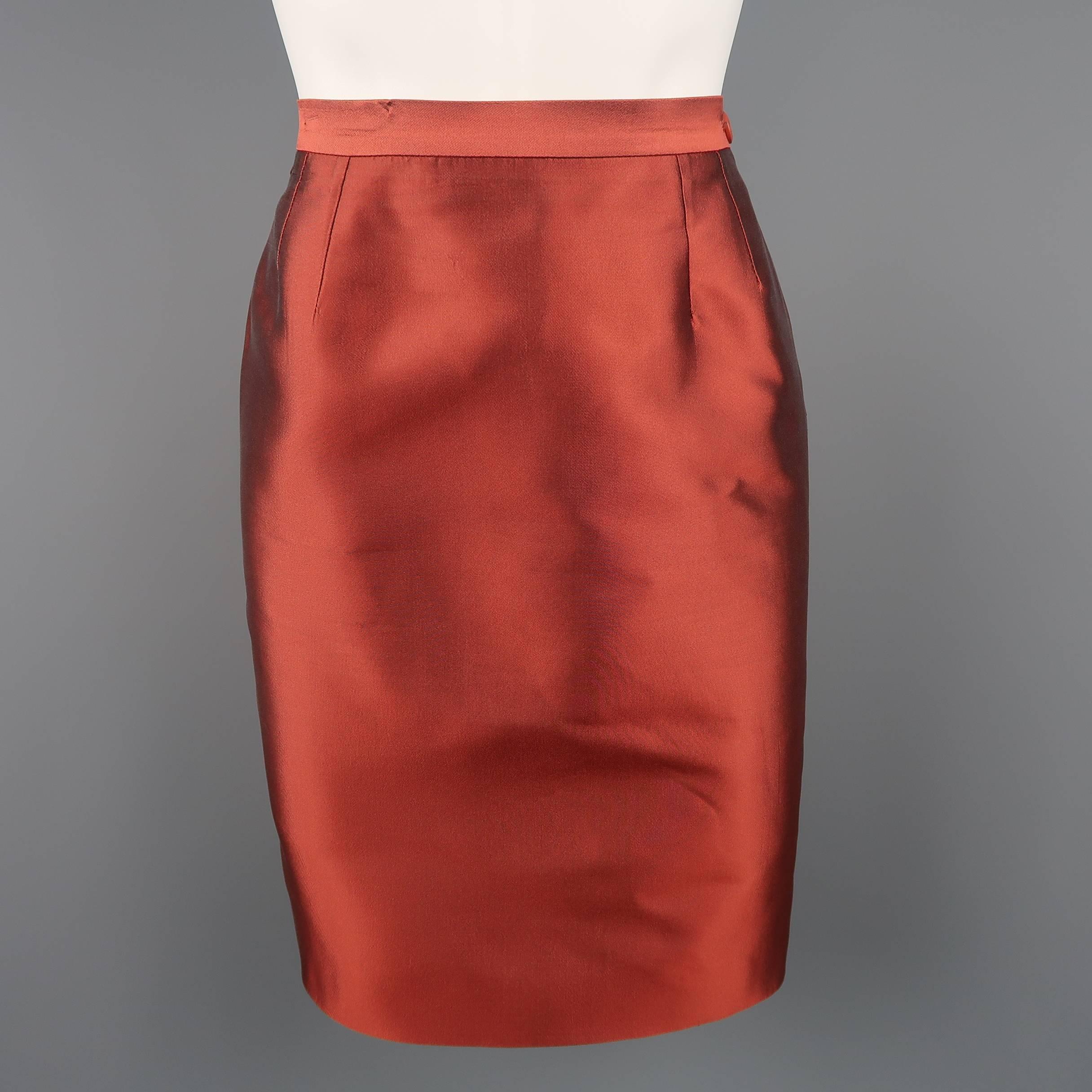 Dolce & Gabbana Copper Red Silk Taffeta Sash Belt Skirt Suit 4