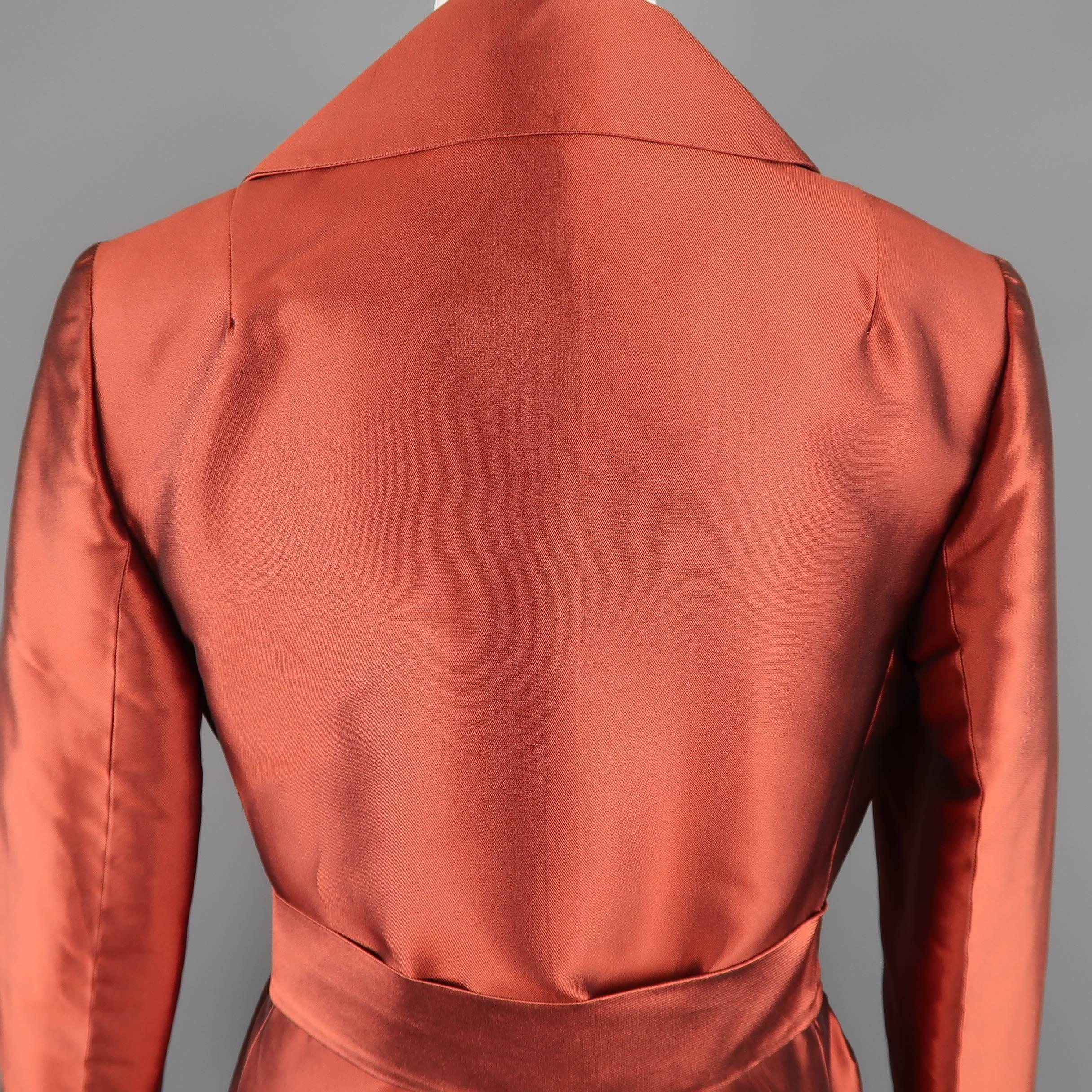 Dolce & Gabbana Copper Red Silk Taffeta Sash Belt Skirt Suit 3