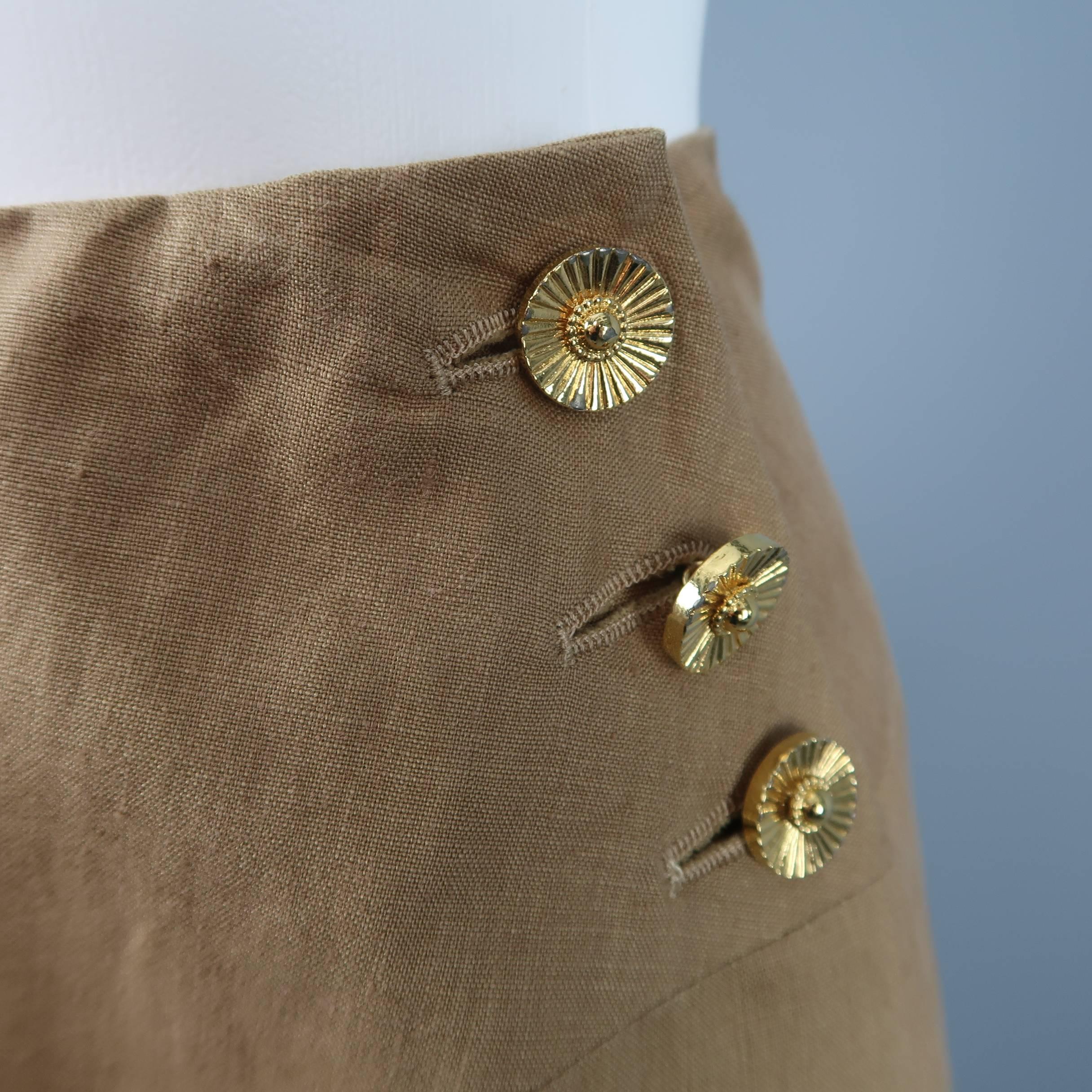 Chanel Skirt Suit - Vintage Tan Linen Double Breasted, 1990  1