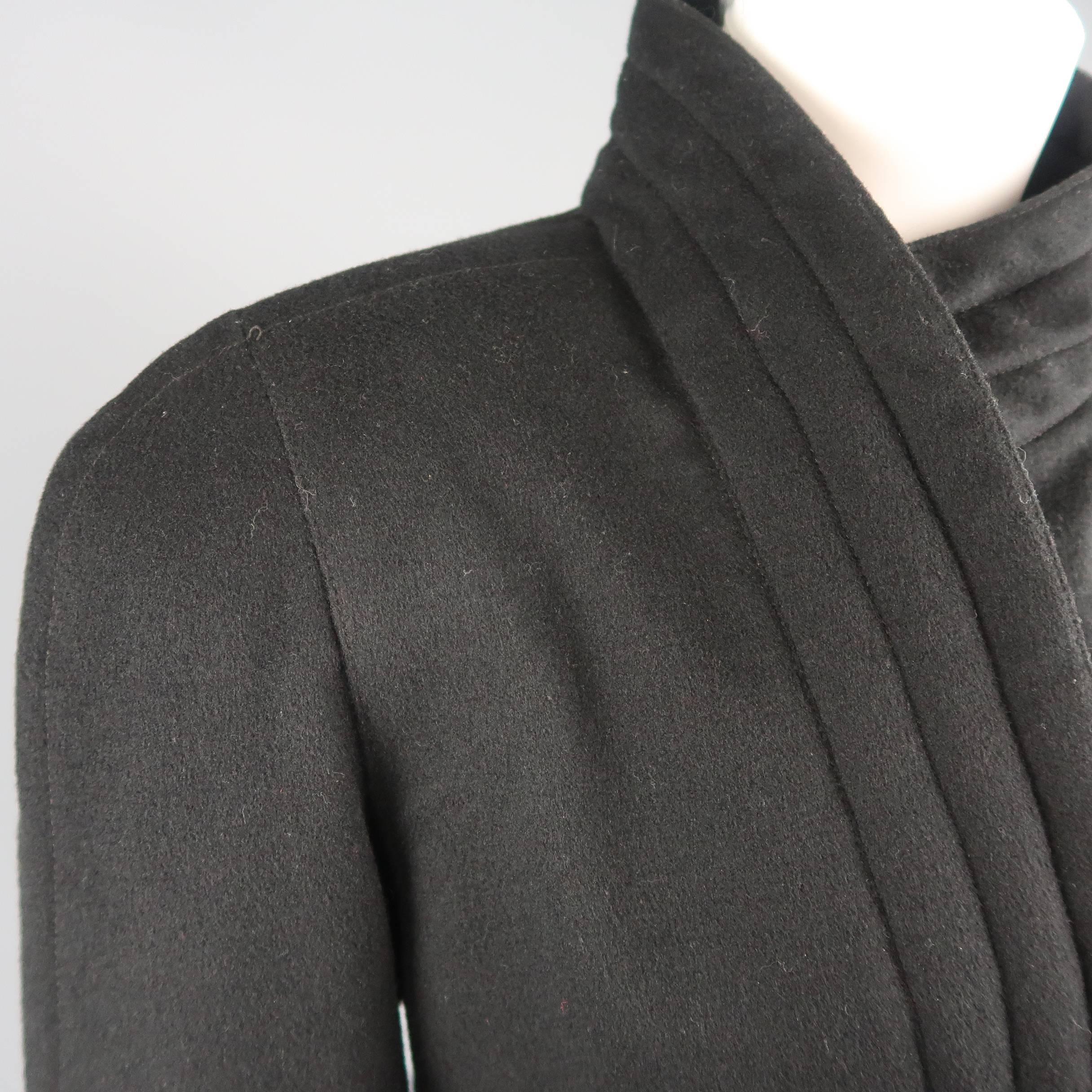 Gianni Versace Vintage Black Wrap Collar Coat, 1980s  3