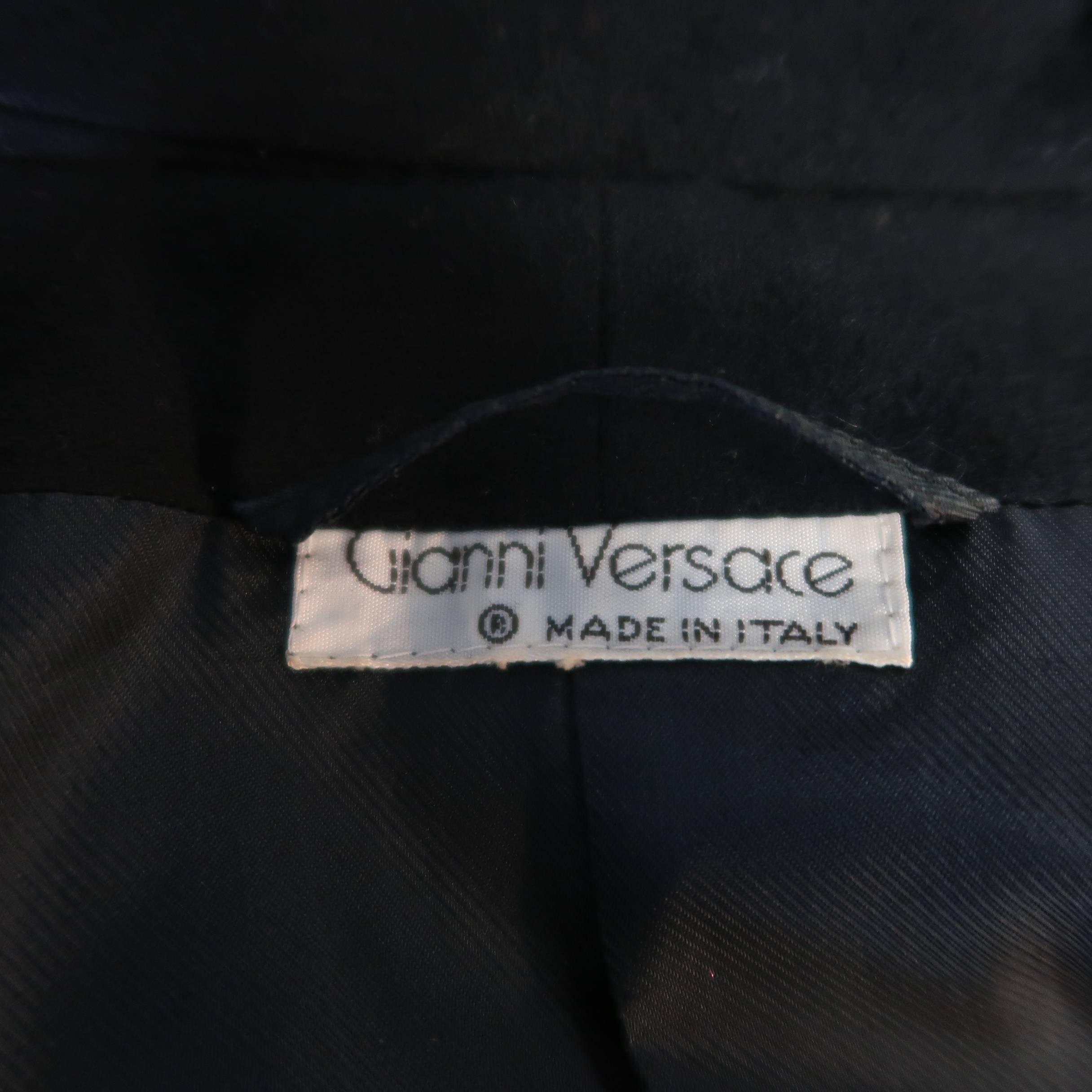 Gianni Versace Vintage Black Wrap Collar Coat, 1980s  5