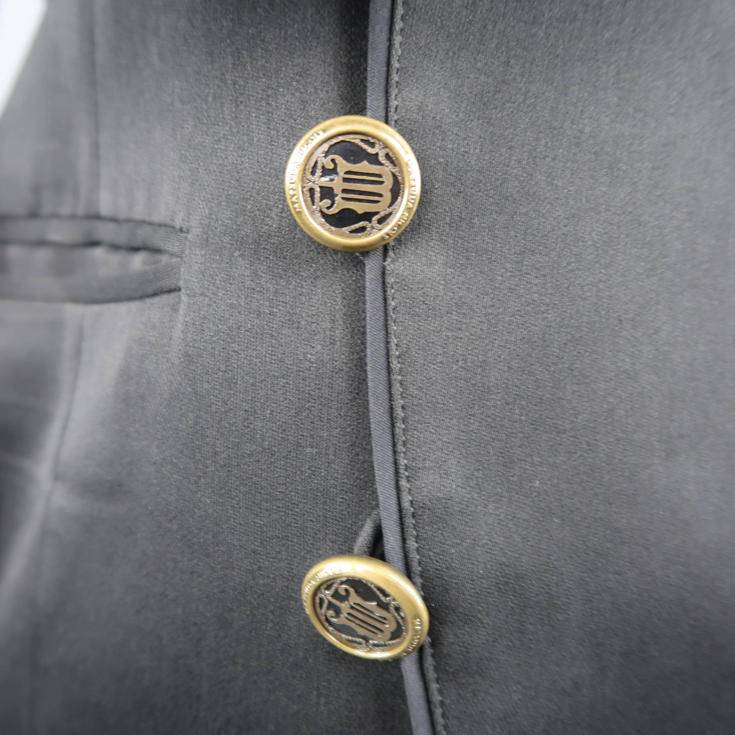 Matsuda Black Satin Draped Collar Double Breasted Jacket 1