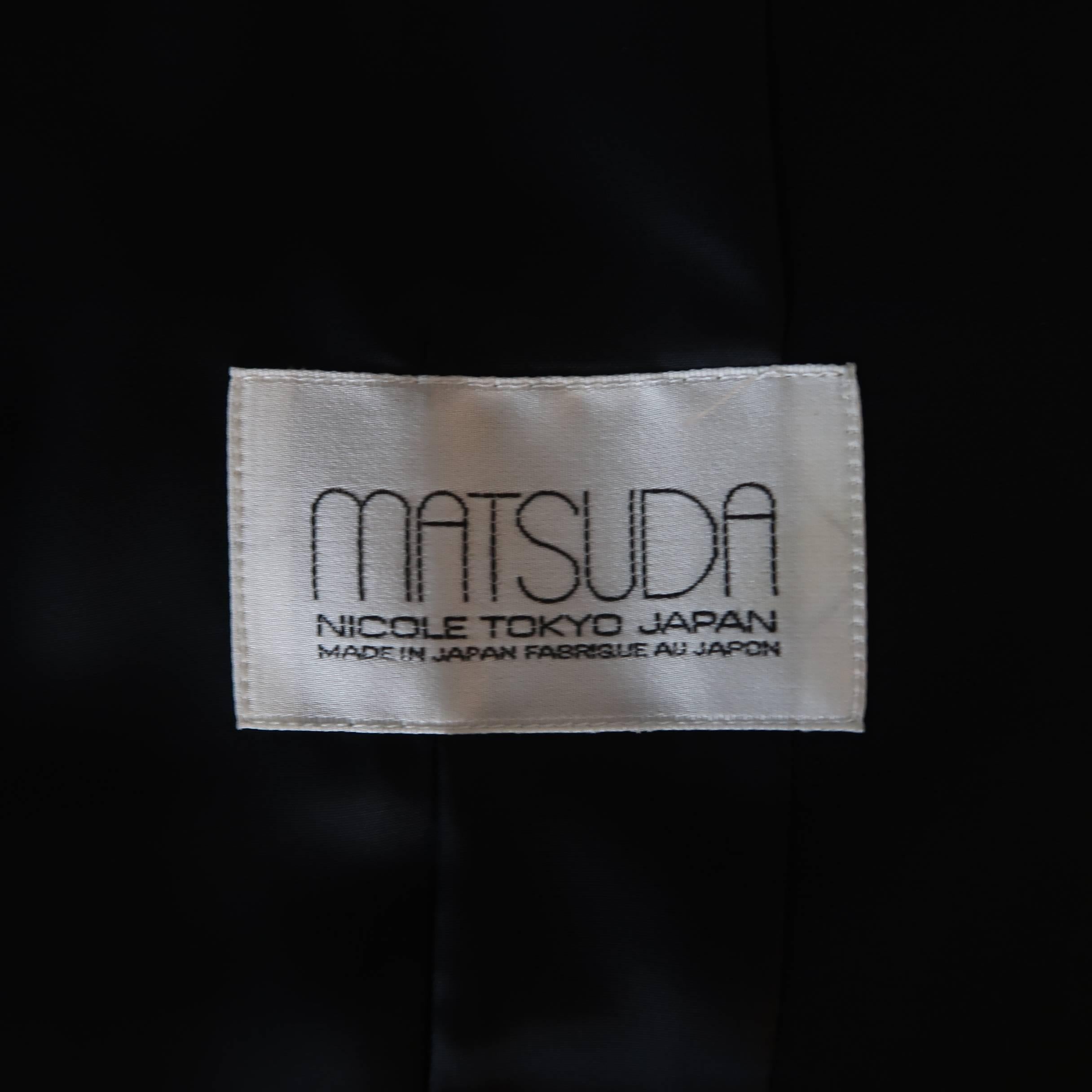 Matsuda Black Satin Draped Collar Double Breasted Jacket 6