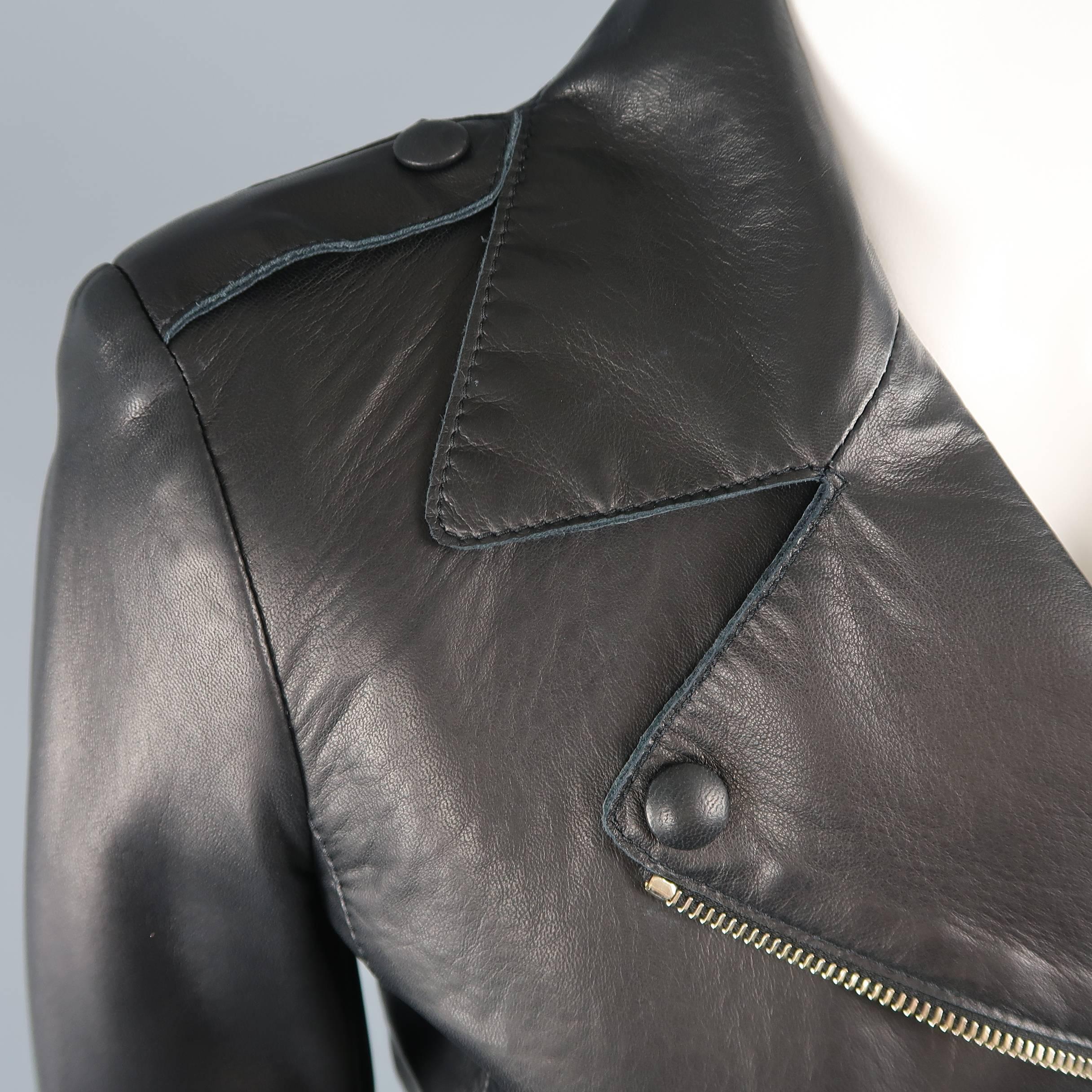 Women's Valentino Black Leather Rockstud Tab Biker Jacket