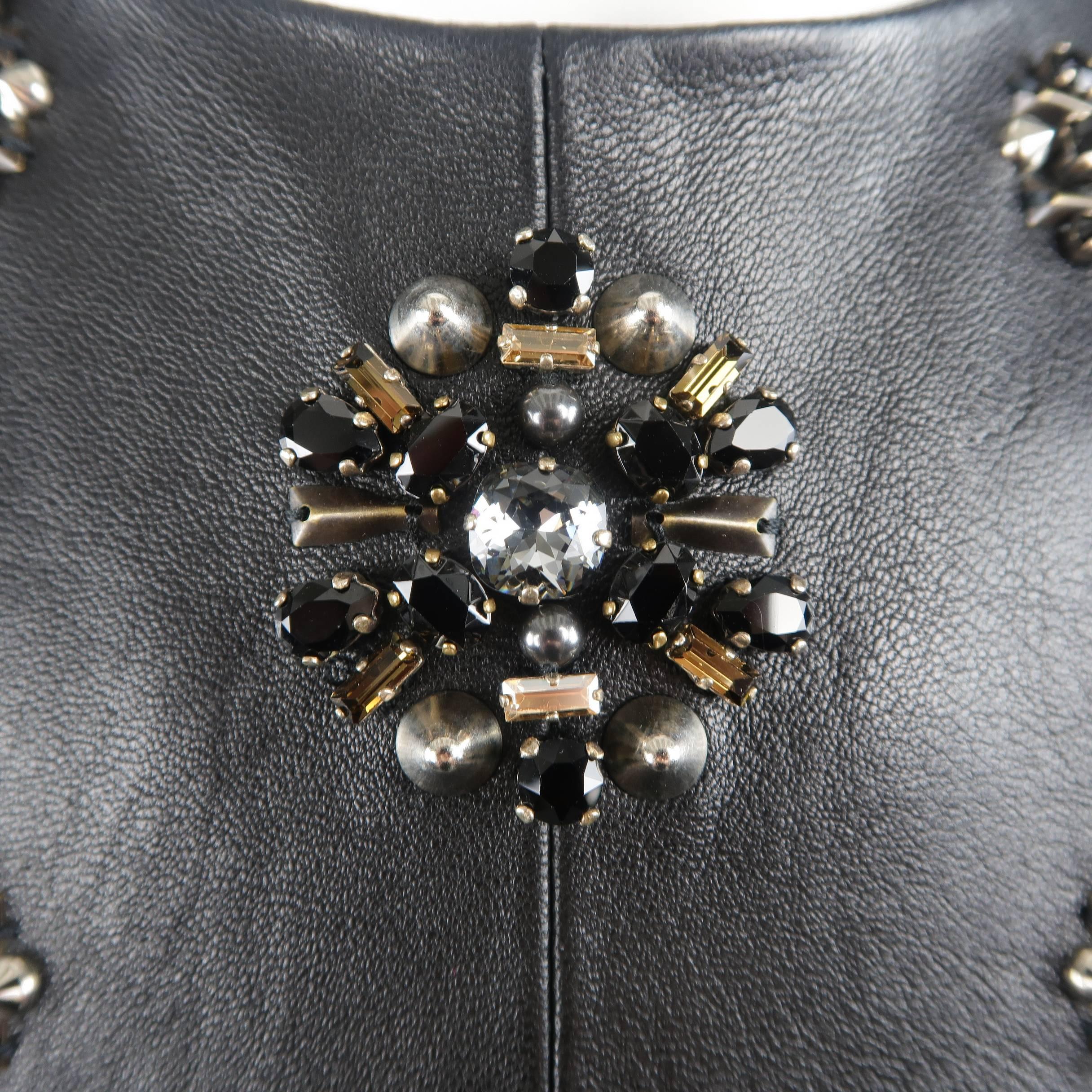 Black Saint Laurent by Hedi Slimane Embellished Leather Runway Dress, Fall 2013