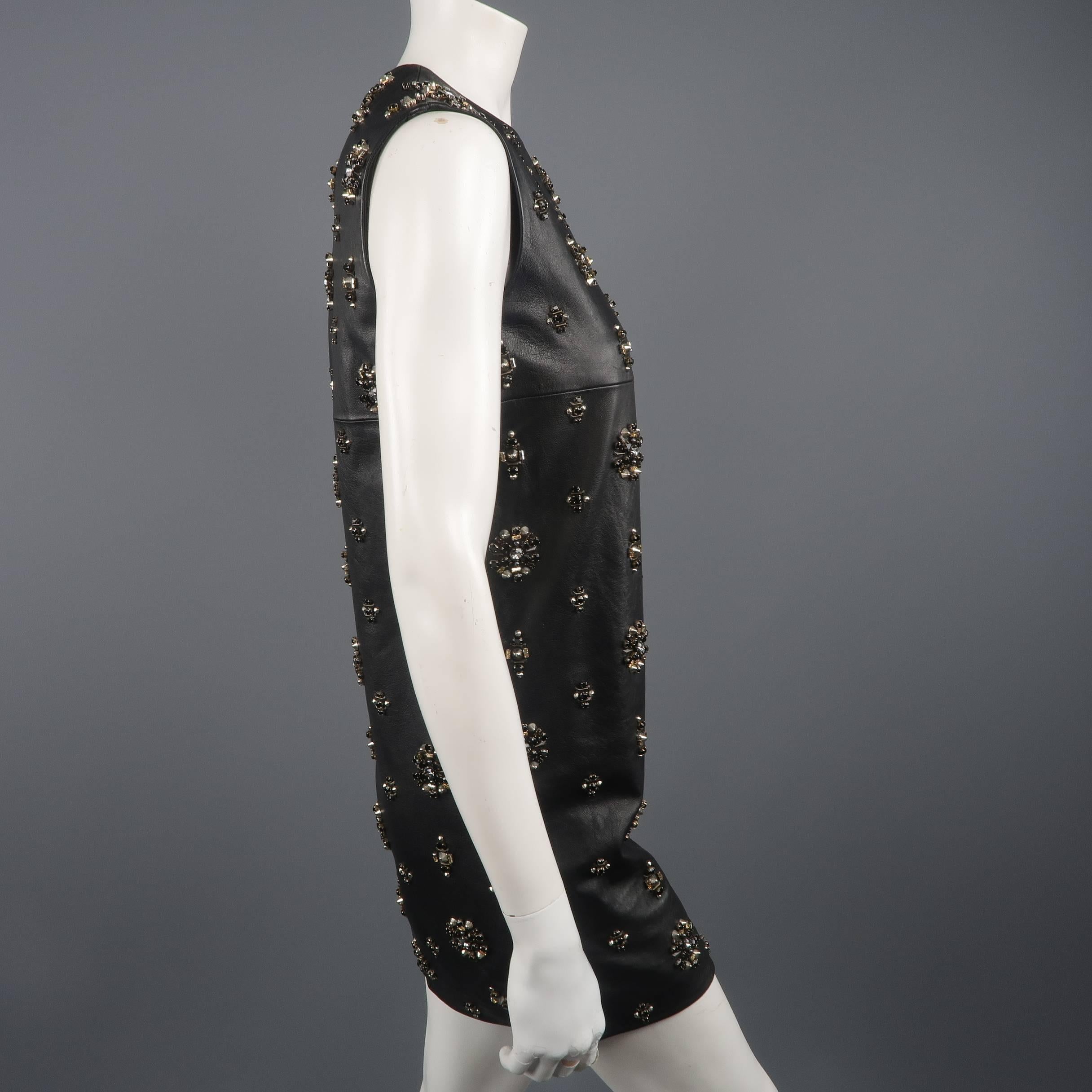 Saint Laurent by Hedi Slimane Embellished Leather Runway Dress, Fall 2013 In Excellent Condition In San Francisco, CA