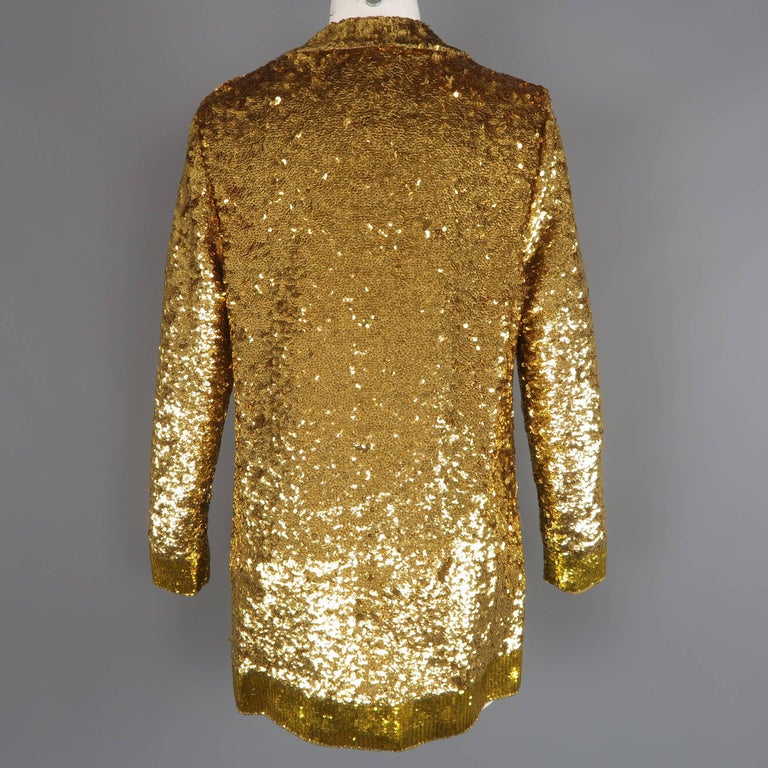 Gucci Gold Sequin Silk Rhinestone Tiger Pocket Cardigan Jacket at ...