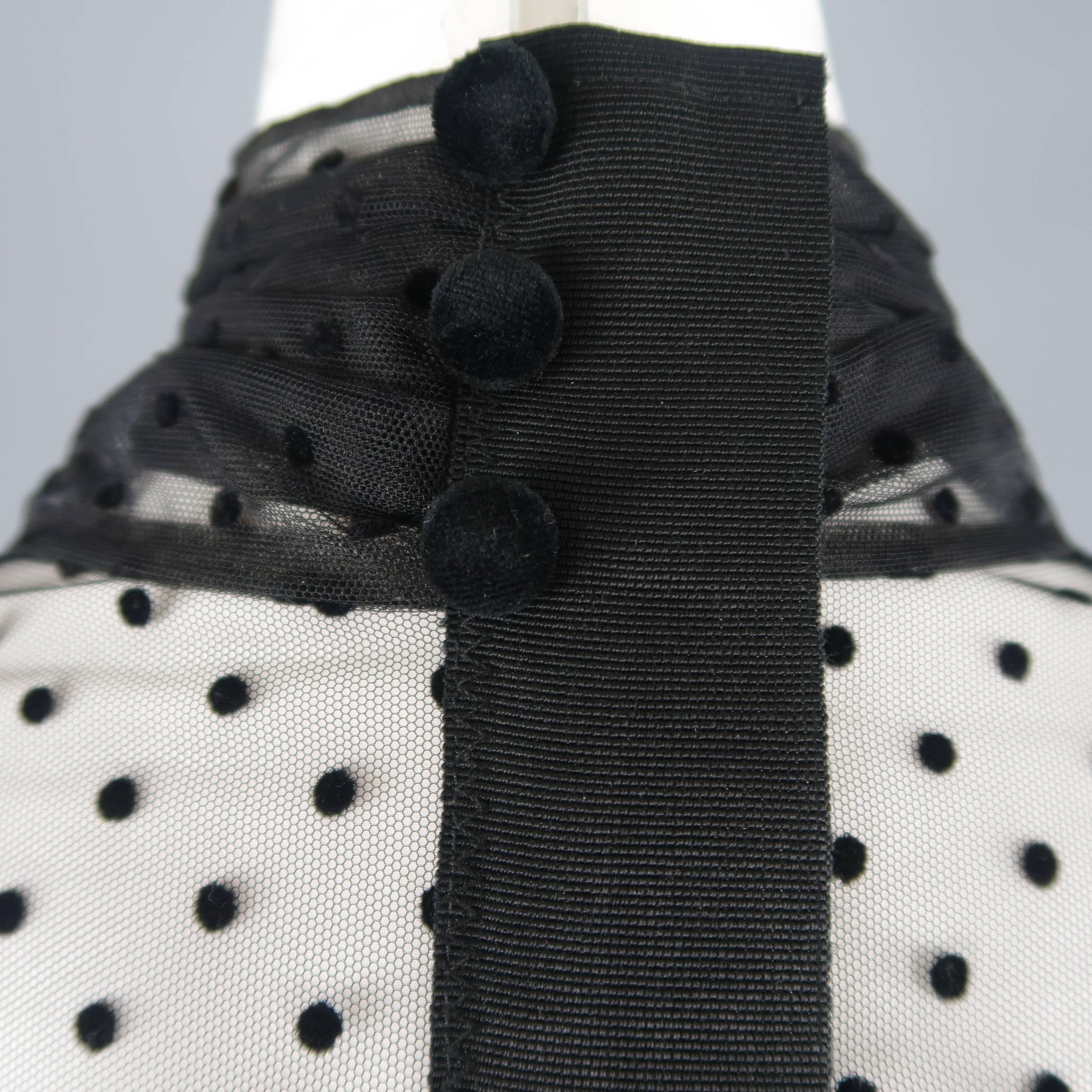 Marc Jacobs Black Silk Polka Dot Tulle Bow Collar Blouse 3