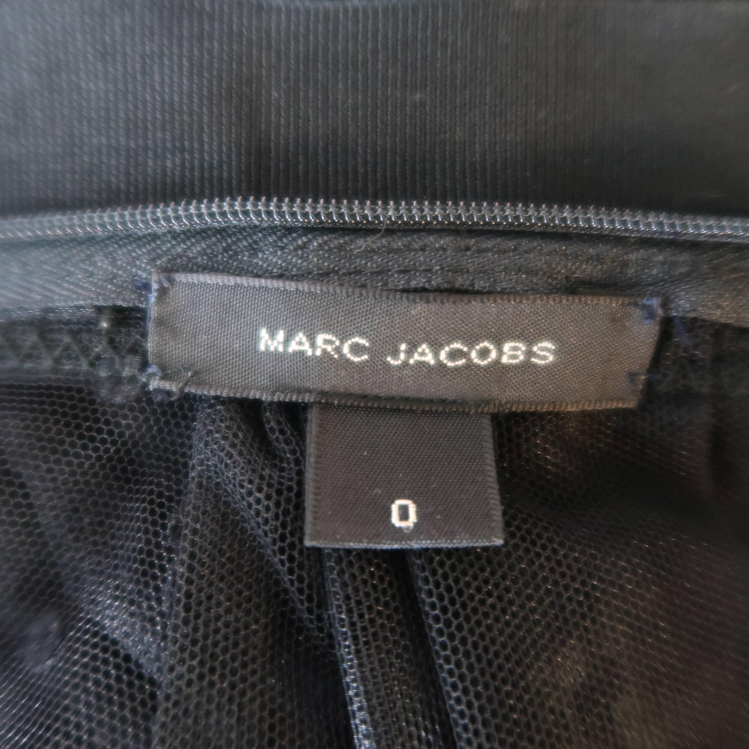 Marc Jacobs Black Silk Polka Dot Tulle Bow Collar Blouse 4