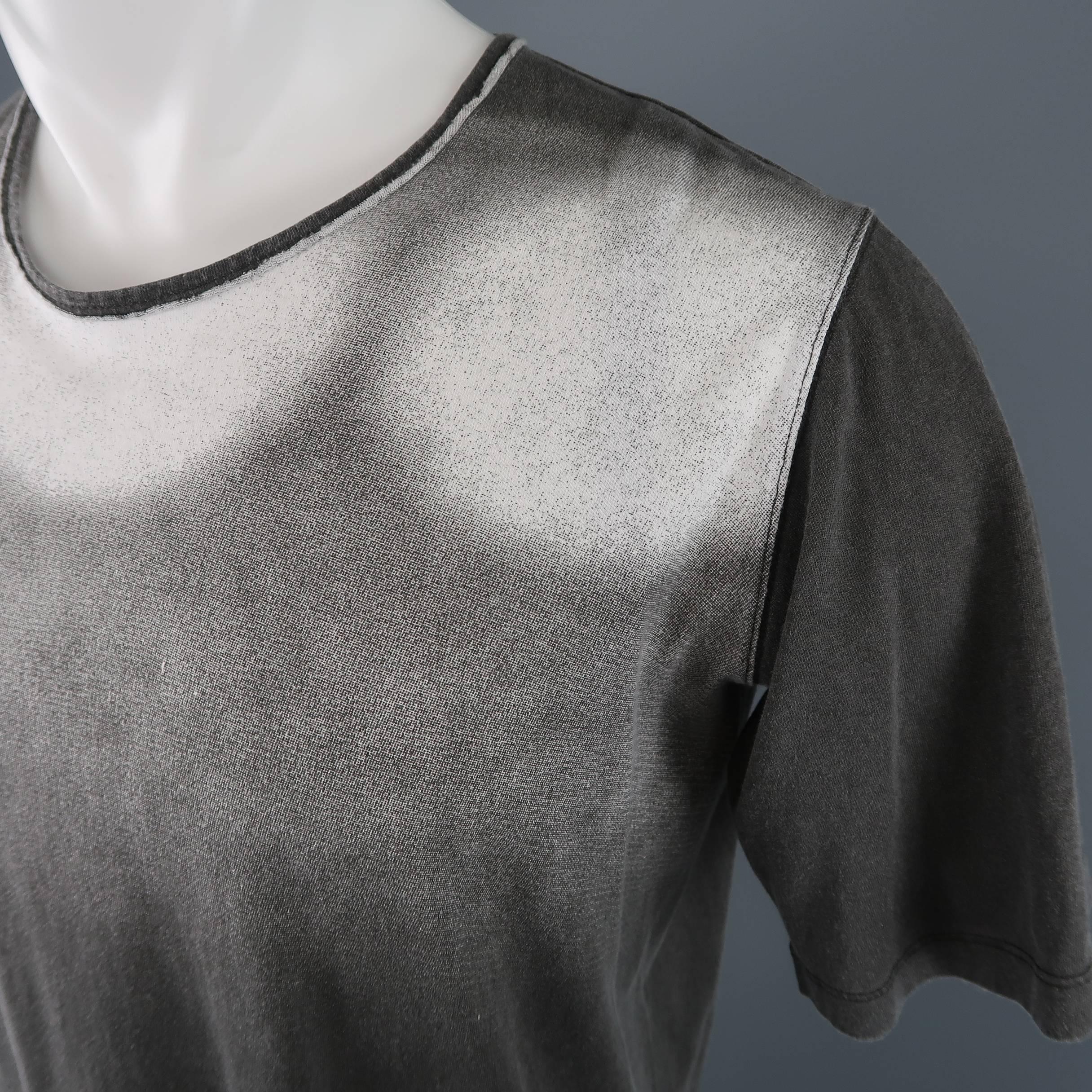 DRKSHDW by Rick Owens Men's Dark Gray Ombre Graphic Cotton T shirt In Good Condition In San Francisco, CA