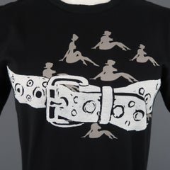 Comme Des Garcons Men's Black Belt and Ladies Graphic Cotton T shirt