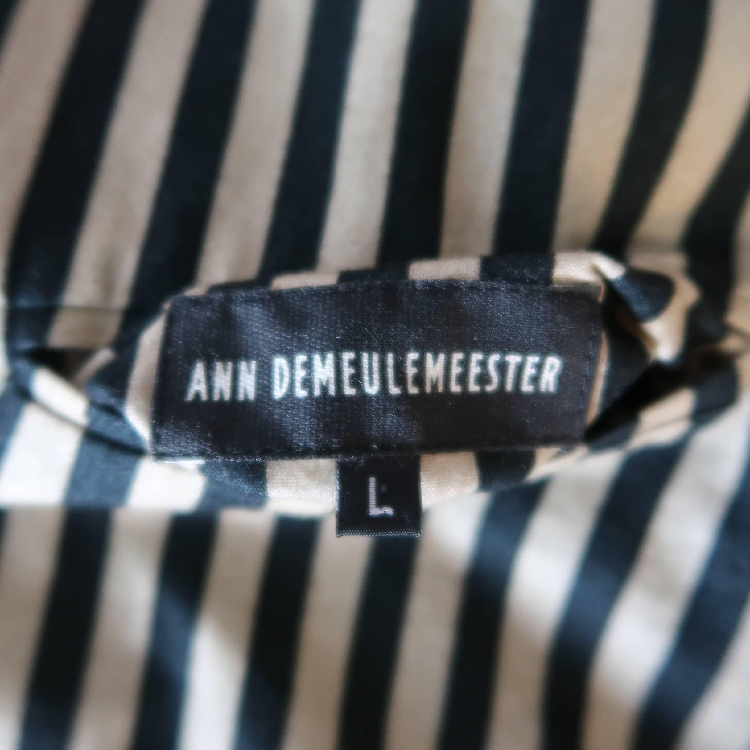 Ann Demeulemeester Men's Black Corduroy and Beige Striped Cotton Reversible Vest 8