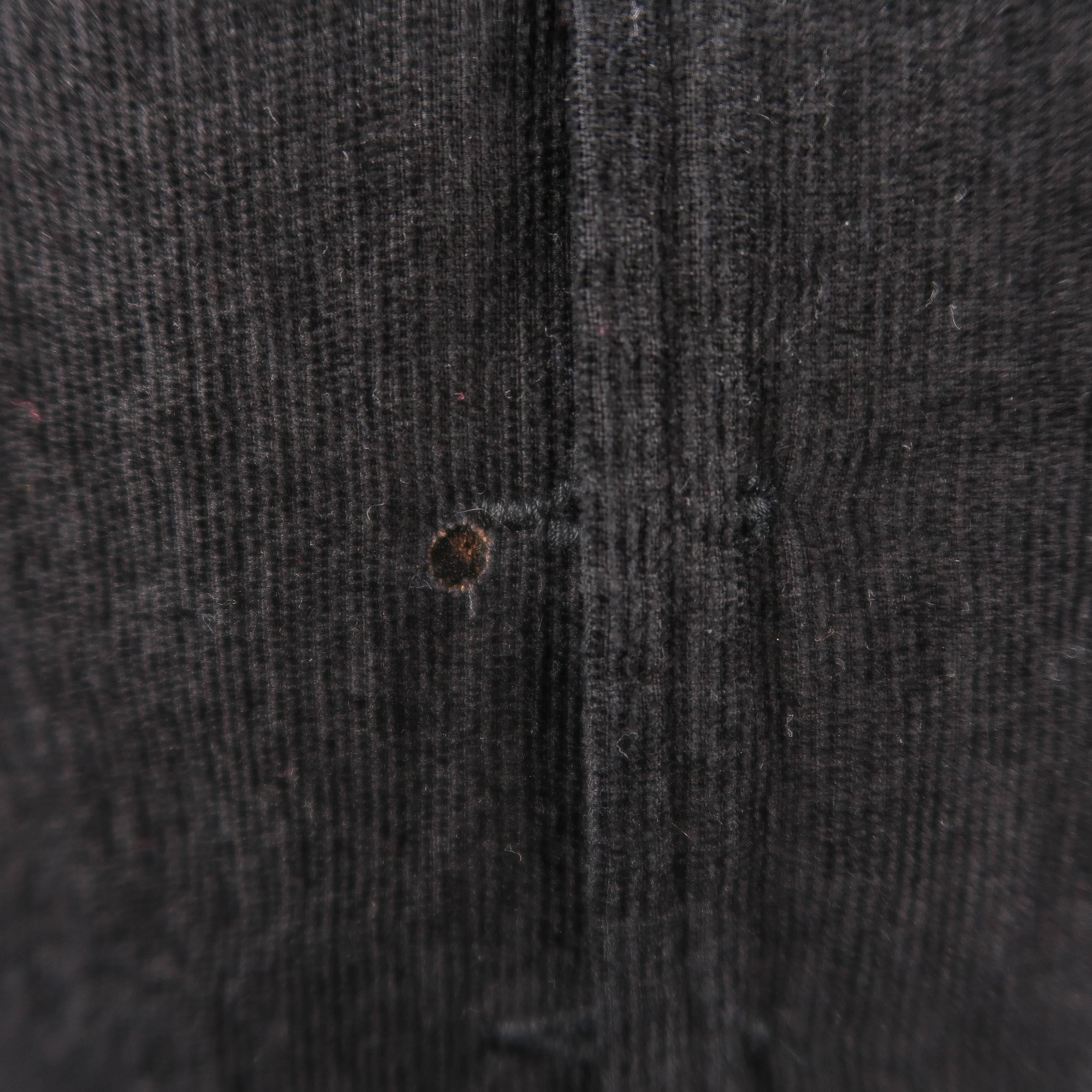 Ann Demeulemeester Men's Black Corduroy and Beige Striped Cotton Reversible Vest 1