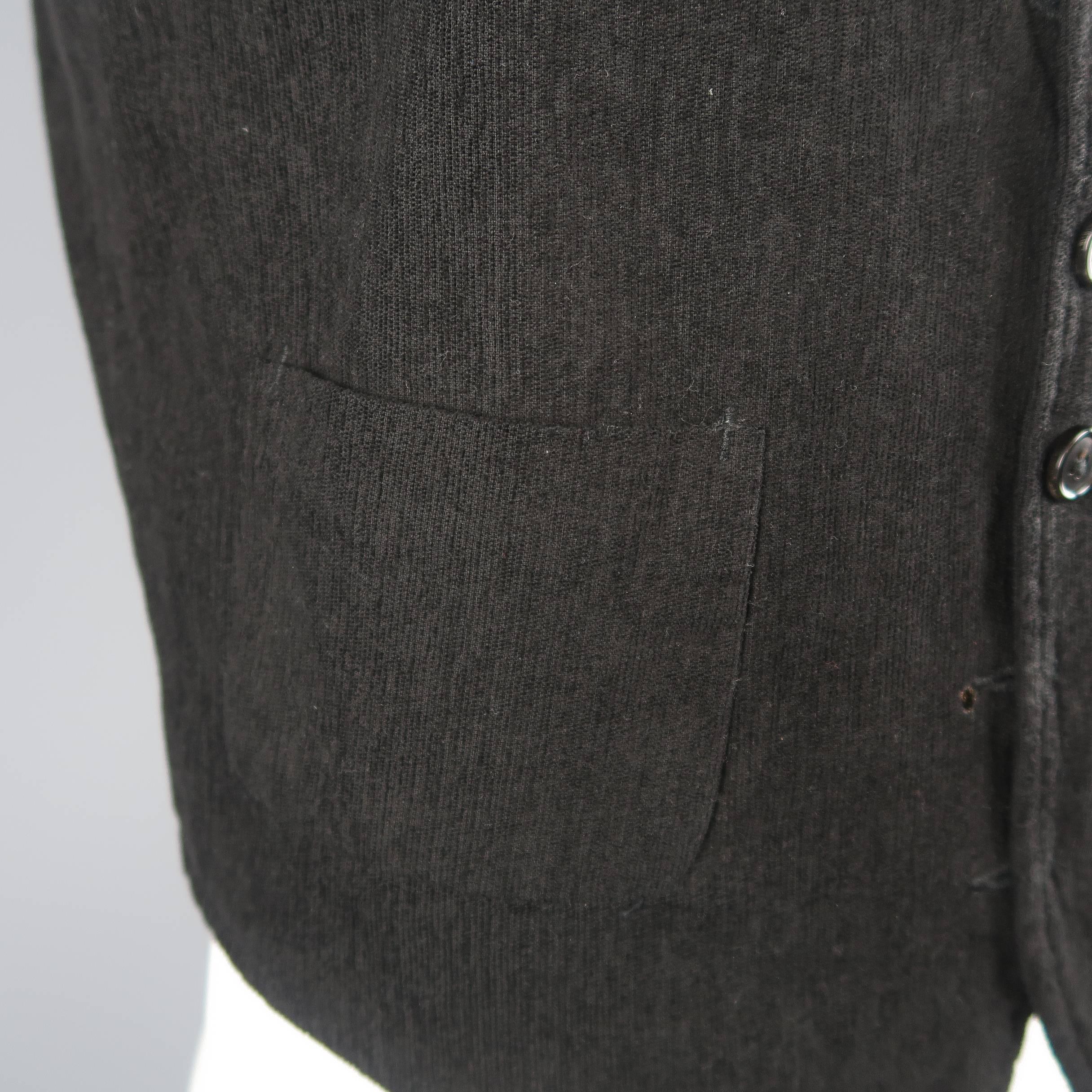 Ann Demeulemeester Men's Black Corduroy and Beige Striped Cotton Reversible Vest 2