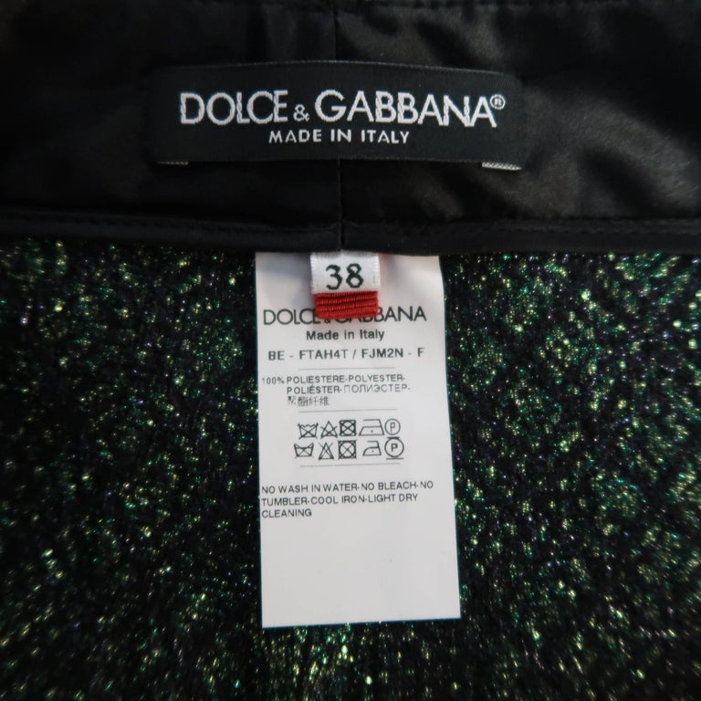 Dolce and Gabbana Green Plaid Glitter Lurex Pleated Short Shorts For ...