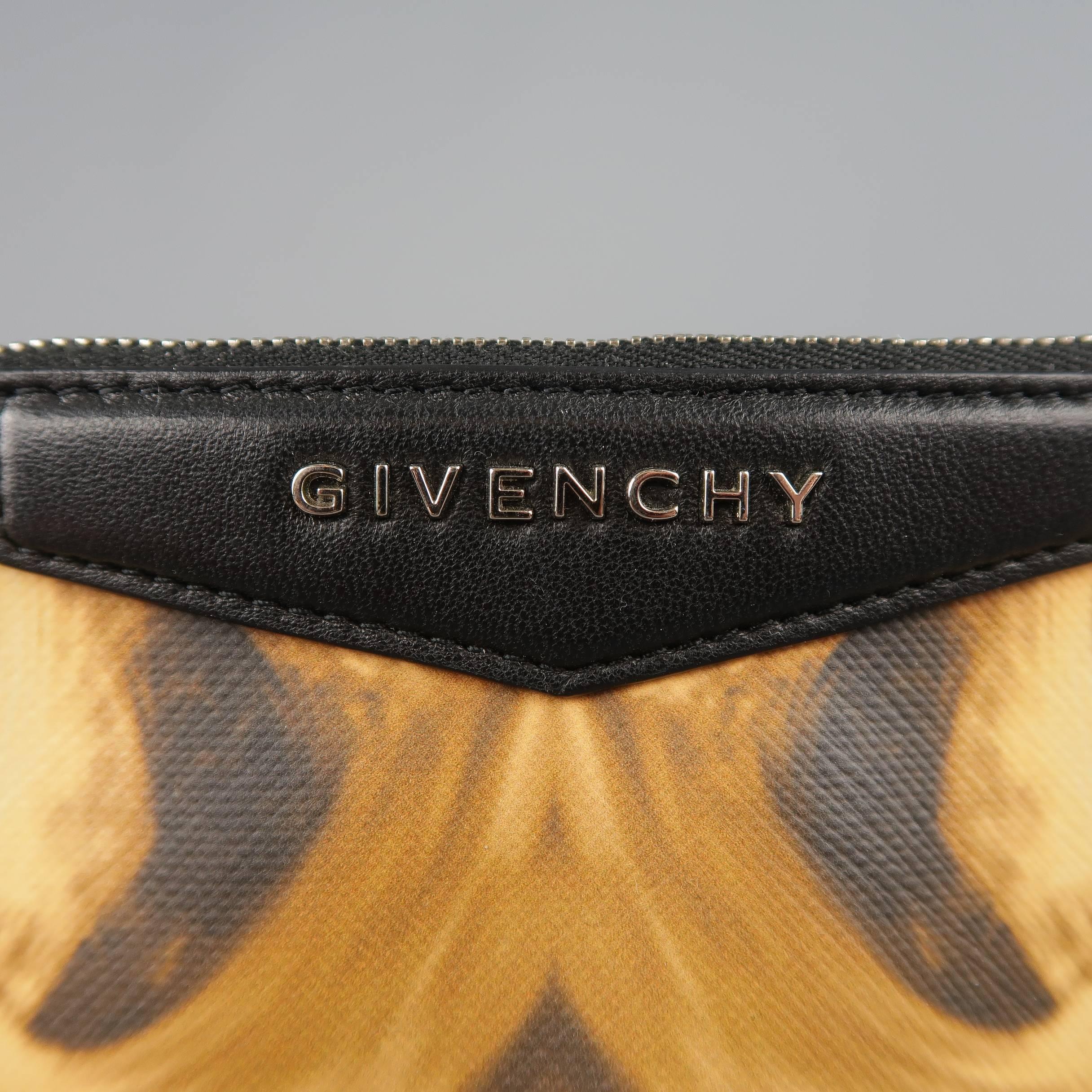 Brown GIVENCHY Beige & Black Flame Print Coated Canvas Antigona Clutch Zip Pouch