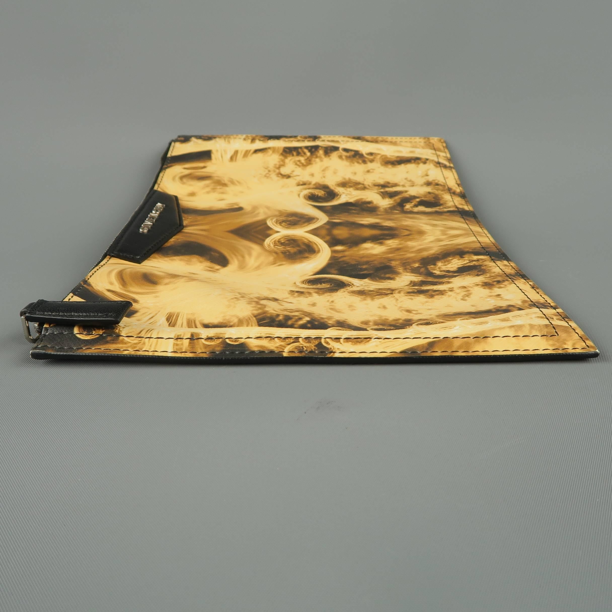 GIVENCHY Beige & Black Flame Print Coated Canvas Antigona Clutch Zip Pouch 2