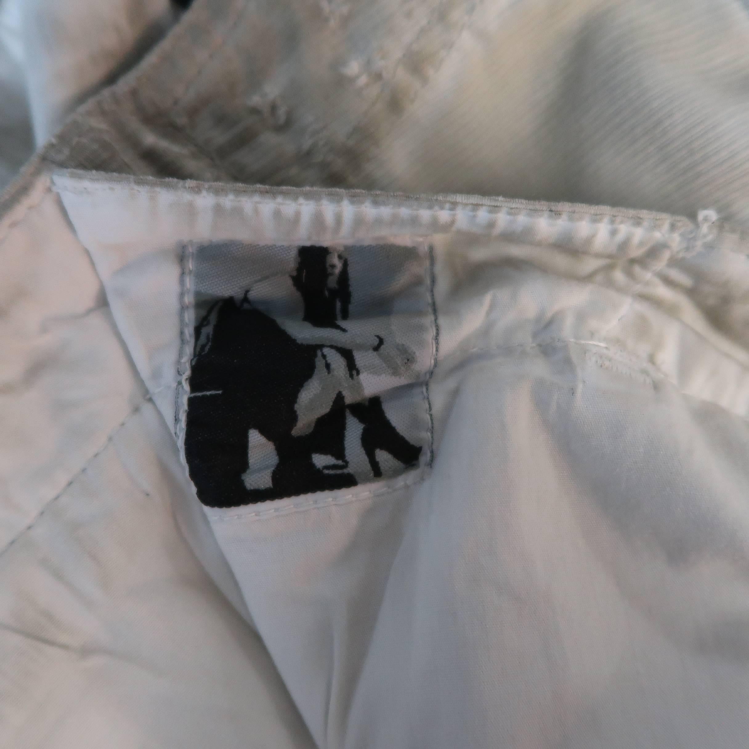 DRKSHDW Men's Beige Dirty Wash Distressed Cotton Zip Panel Pants 6