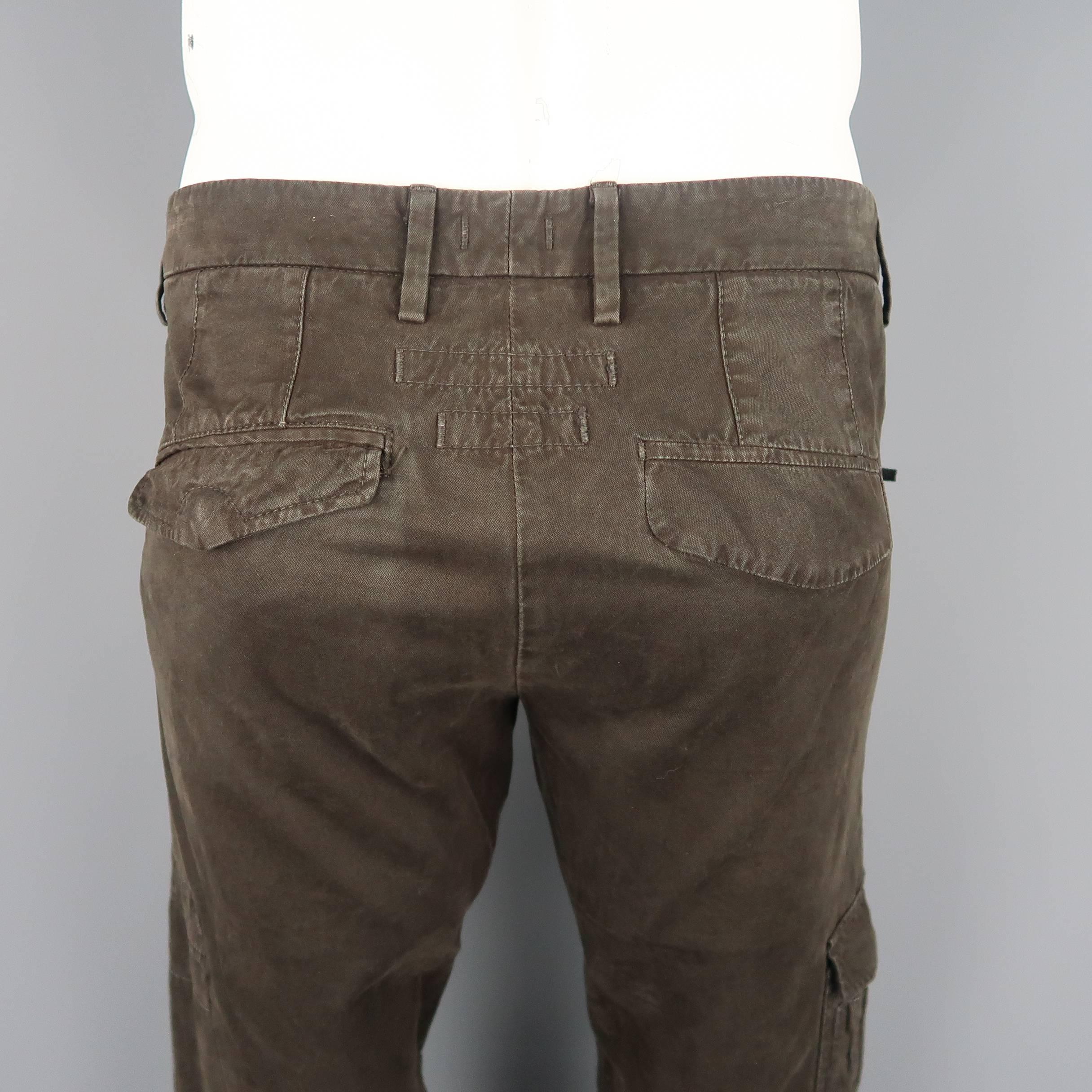 Neil Barrett Men's Brown Cotton Zip Pocket Casual Pants 2