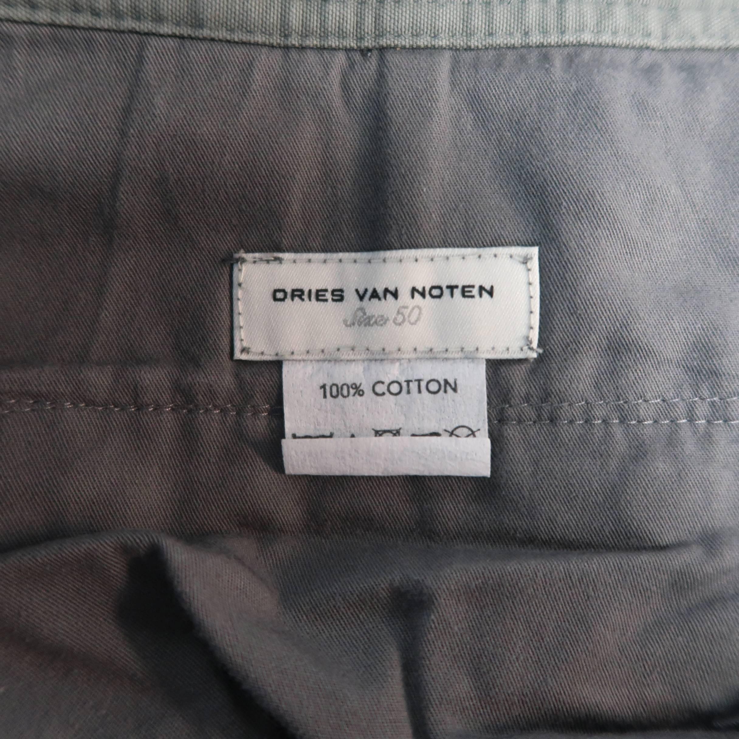 Dries Van Noten Men's Gray Cotton Tan Stripe motorcycle Pants 6