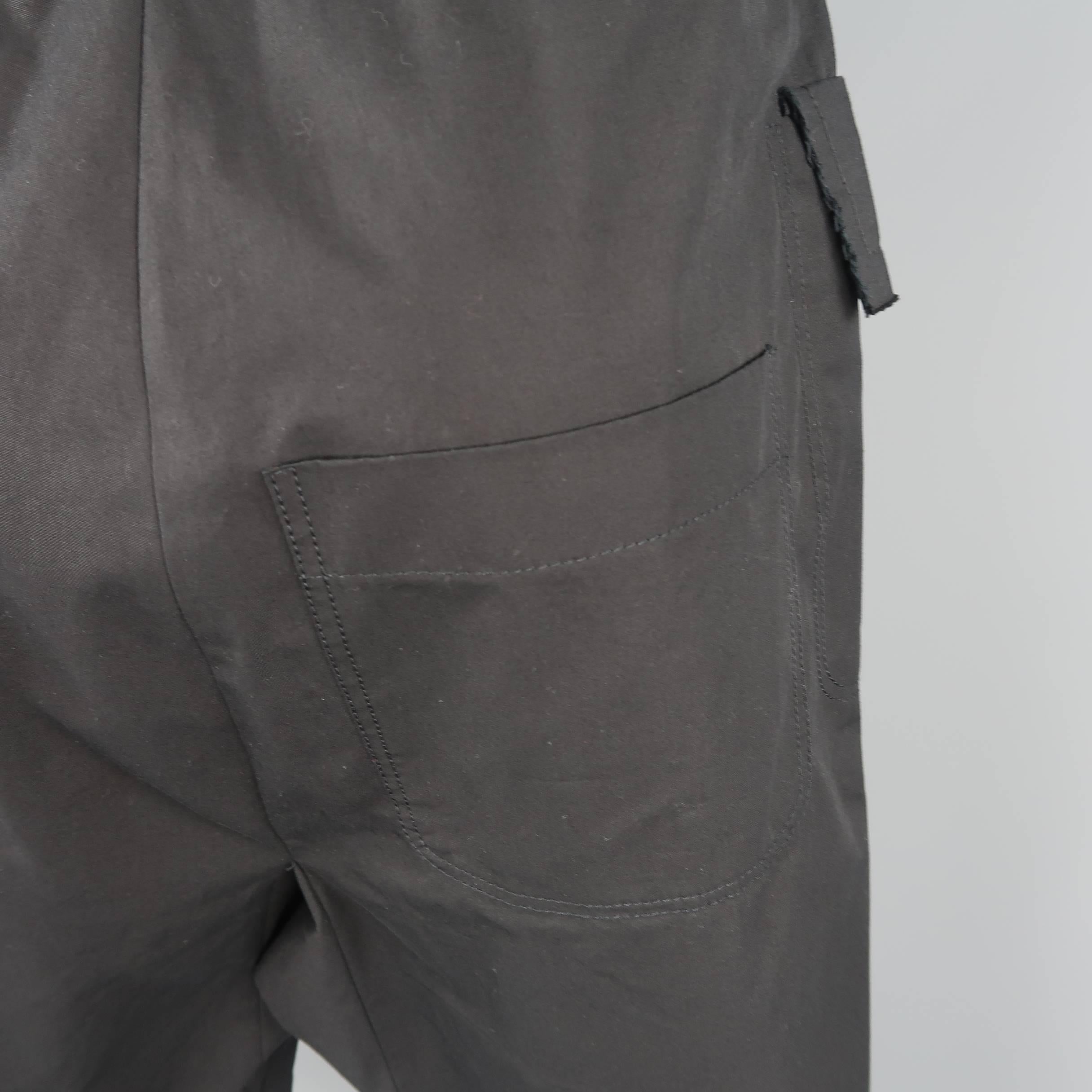 Damir Doma Men's Black Cotton Flap Pocket Drop Crotch Shorts In New Condition In San Francisco, CA